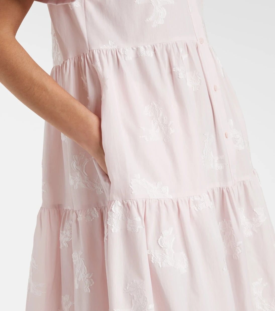 Erdem - Embroidered tiered cotton shirt dress