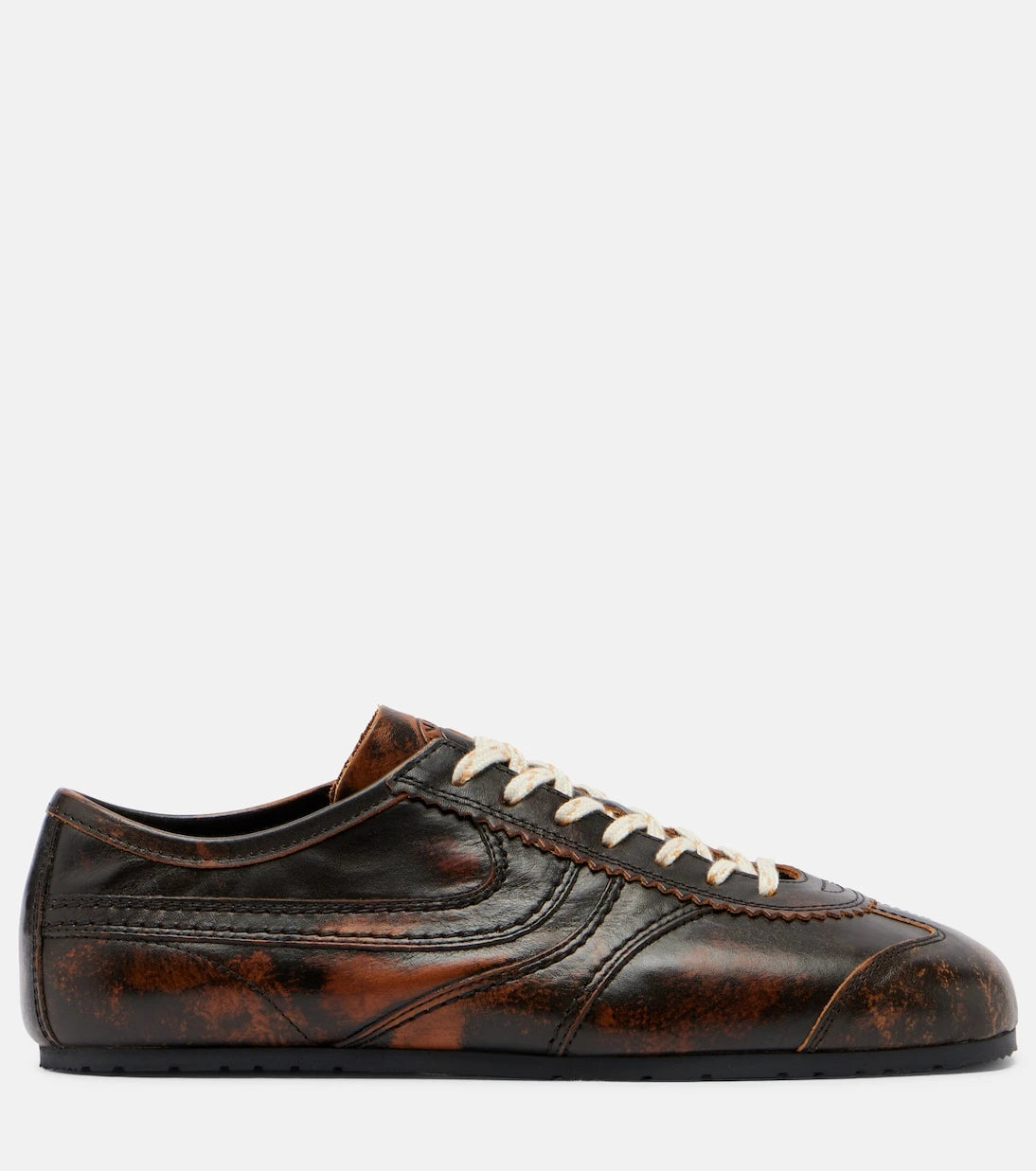 Dries Van Noten - Distressed leather sneakers