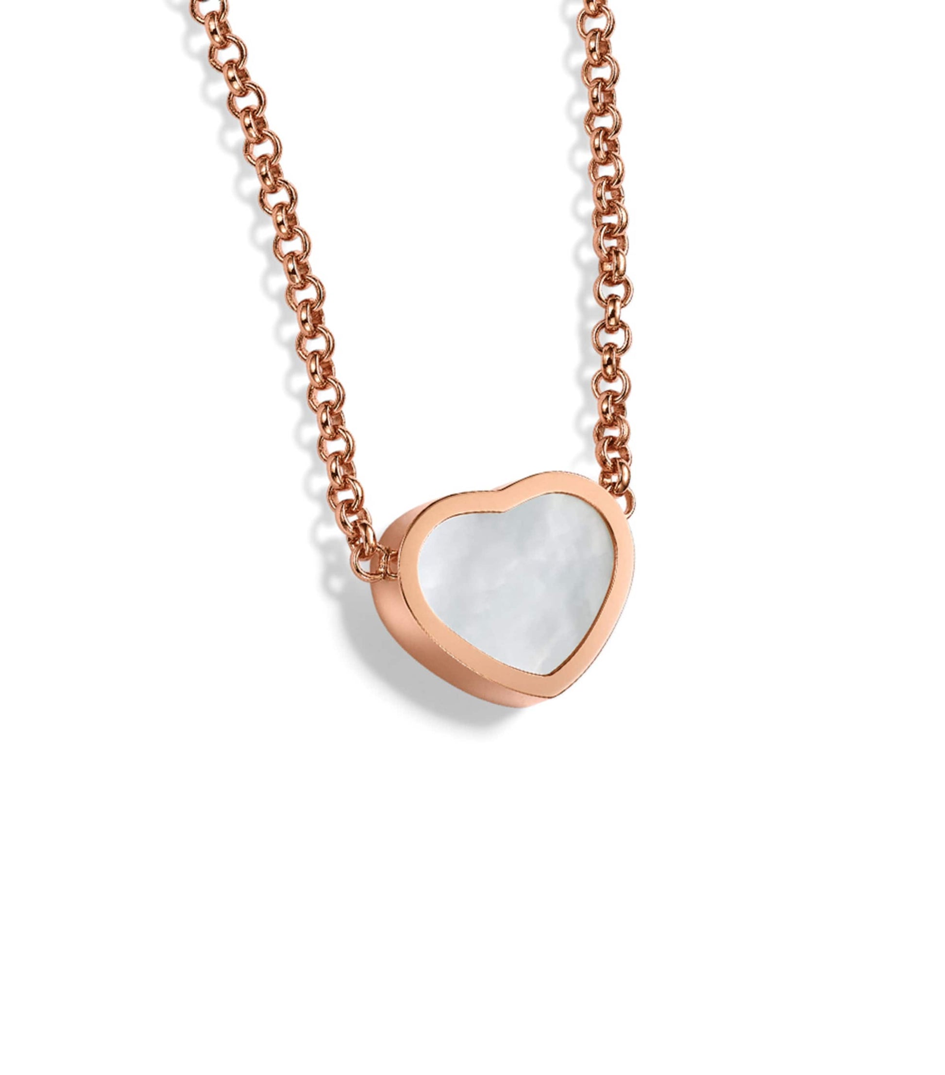 Chopard Rose Gold and Mother-of-Pearl My Happy Hearts Pendant Necklace