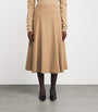 Beige Camel Wool Midi Skirt