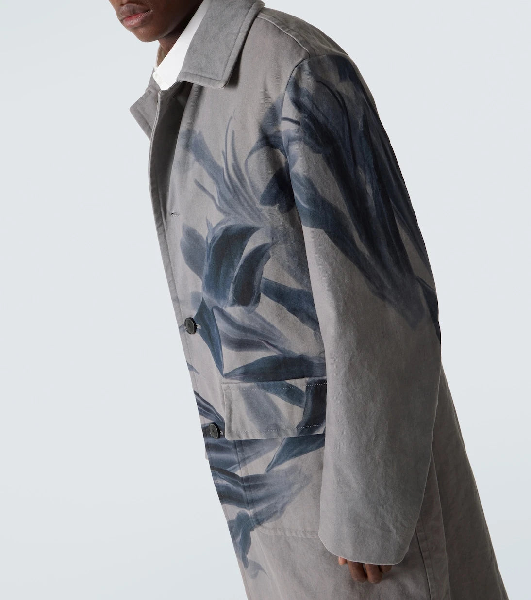 Dries Van Noten - معطف ترينش "راندال" قطن بنقشة أزهار