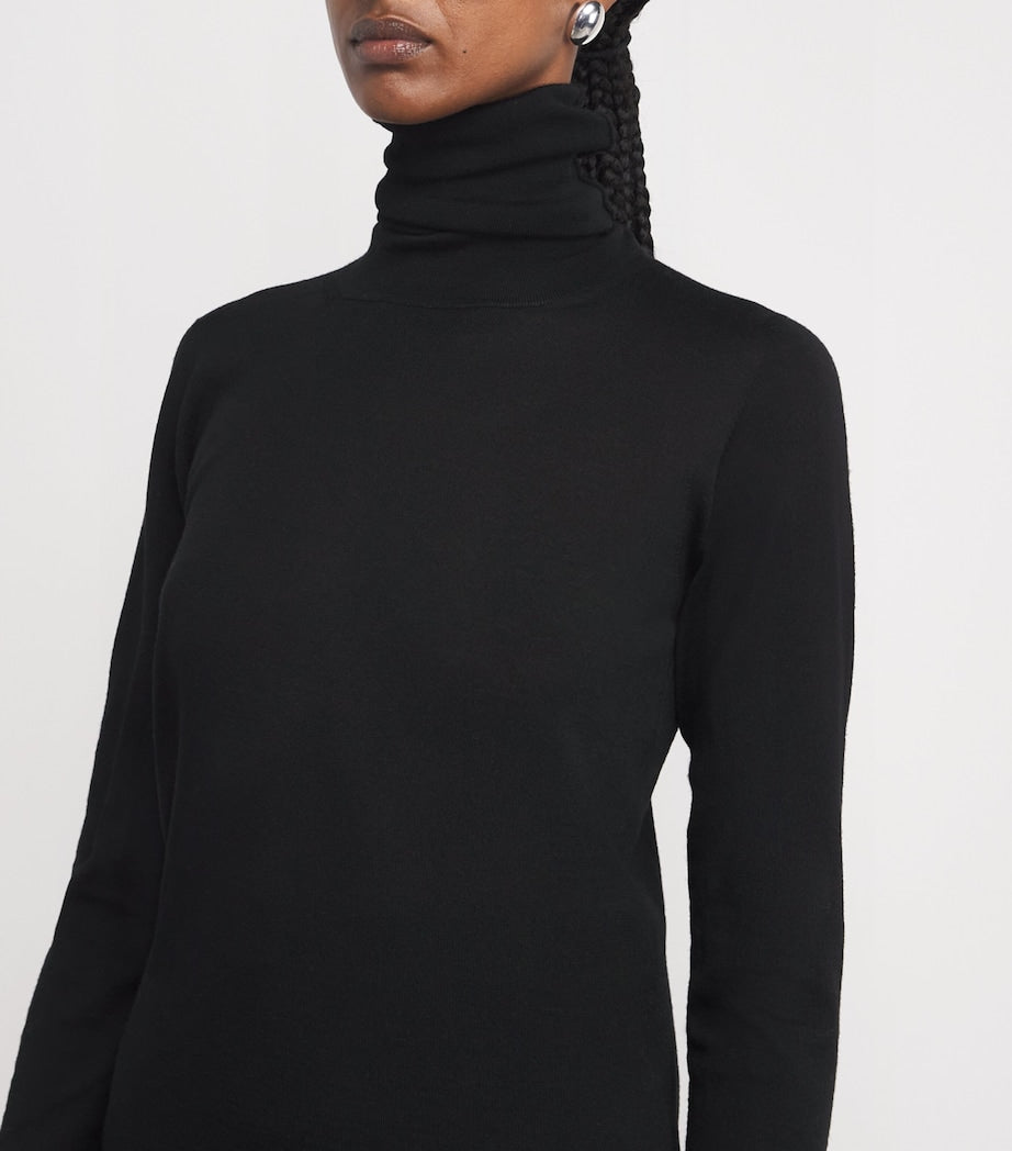 Max Mara Black Virgin Wool Turtleneck Sweater