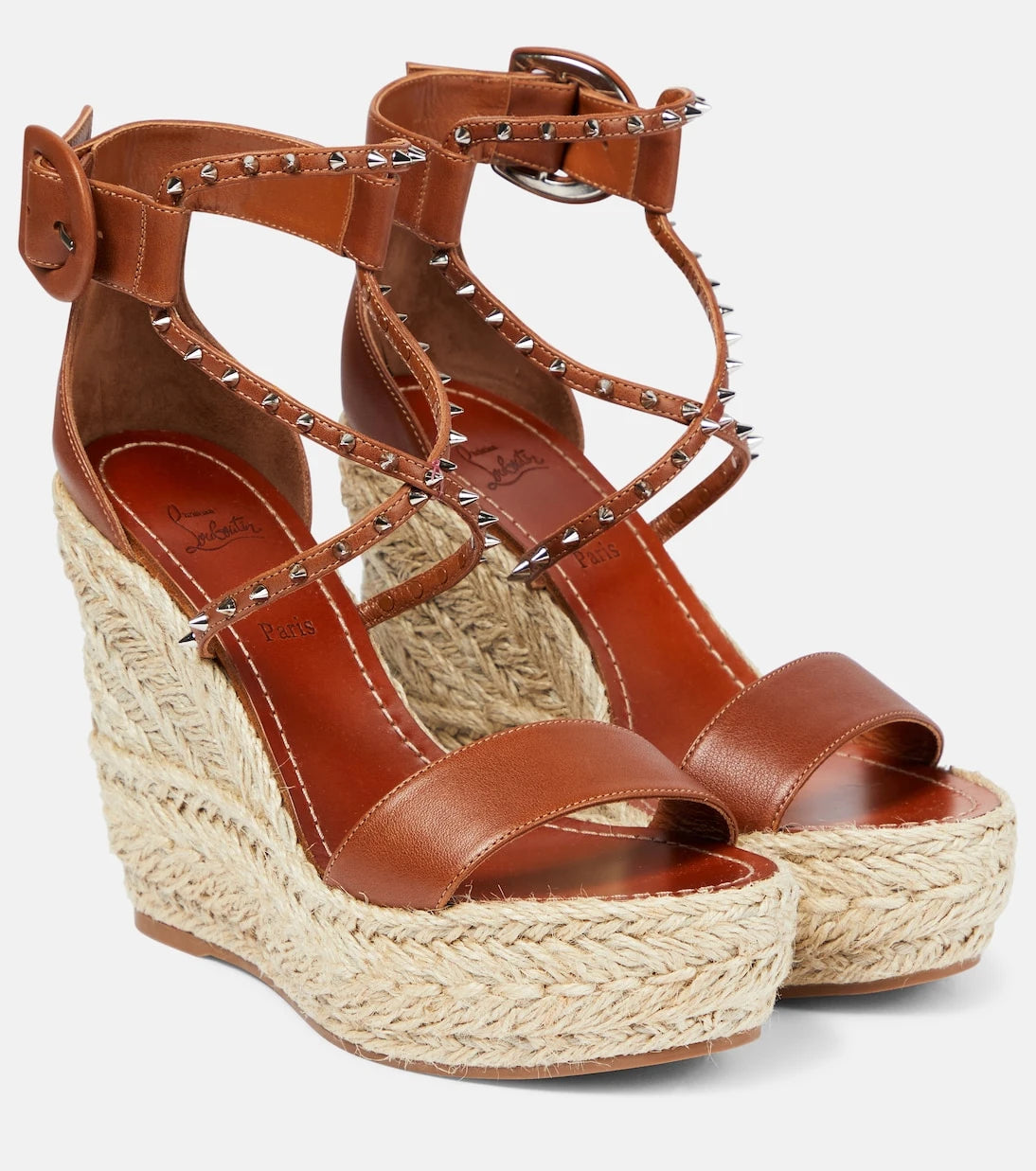 Christian Louboutin - Chocazeppa leather wedge espadrilles