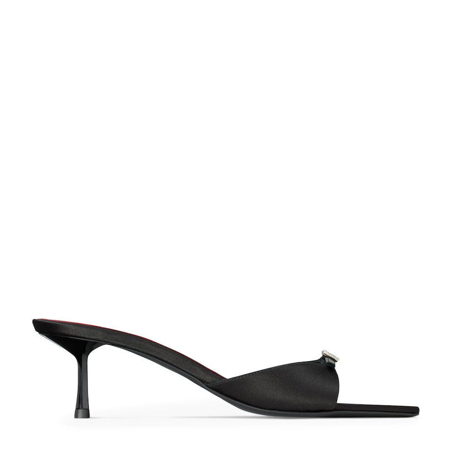 Saint Laurent Black Satin Daisy Mules 50