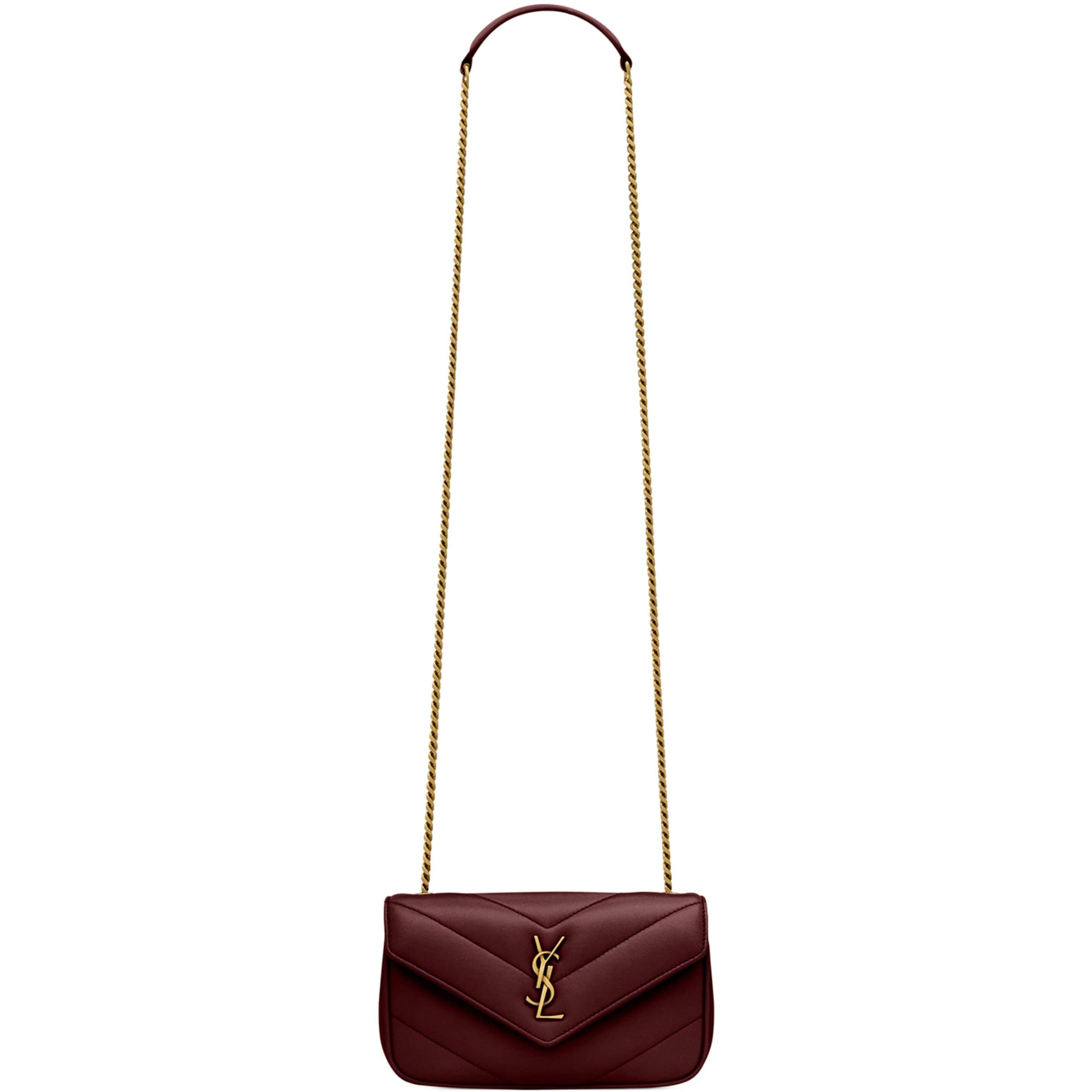 Saint Laurent Burgundy Mini Loulou Shoulder Bag