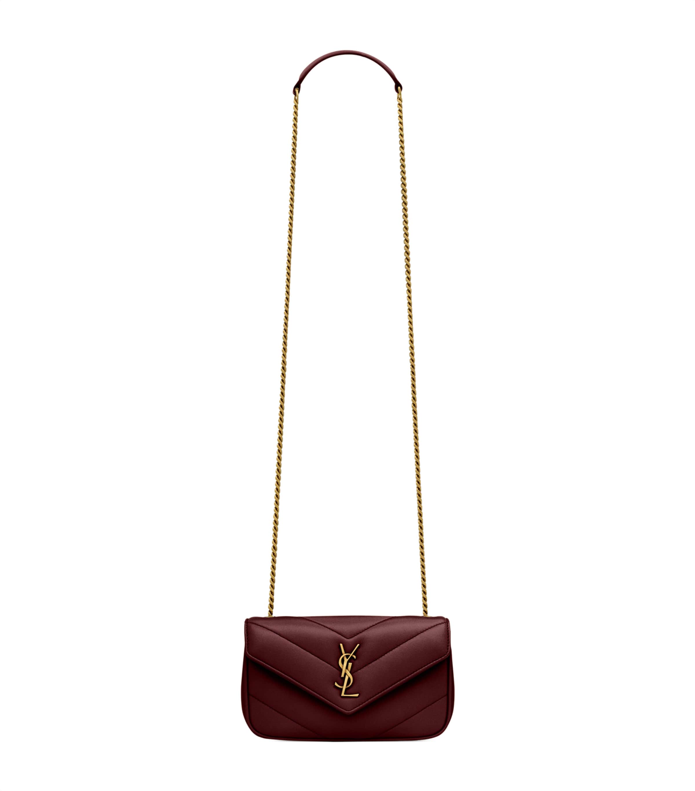 Saint Laurent Burgundy Mini Loulou Shoulder Bag