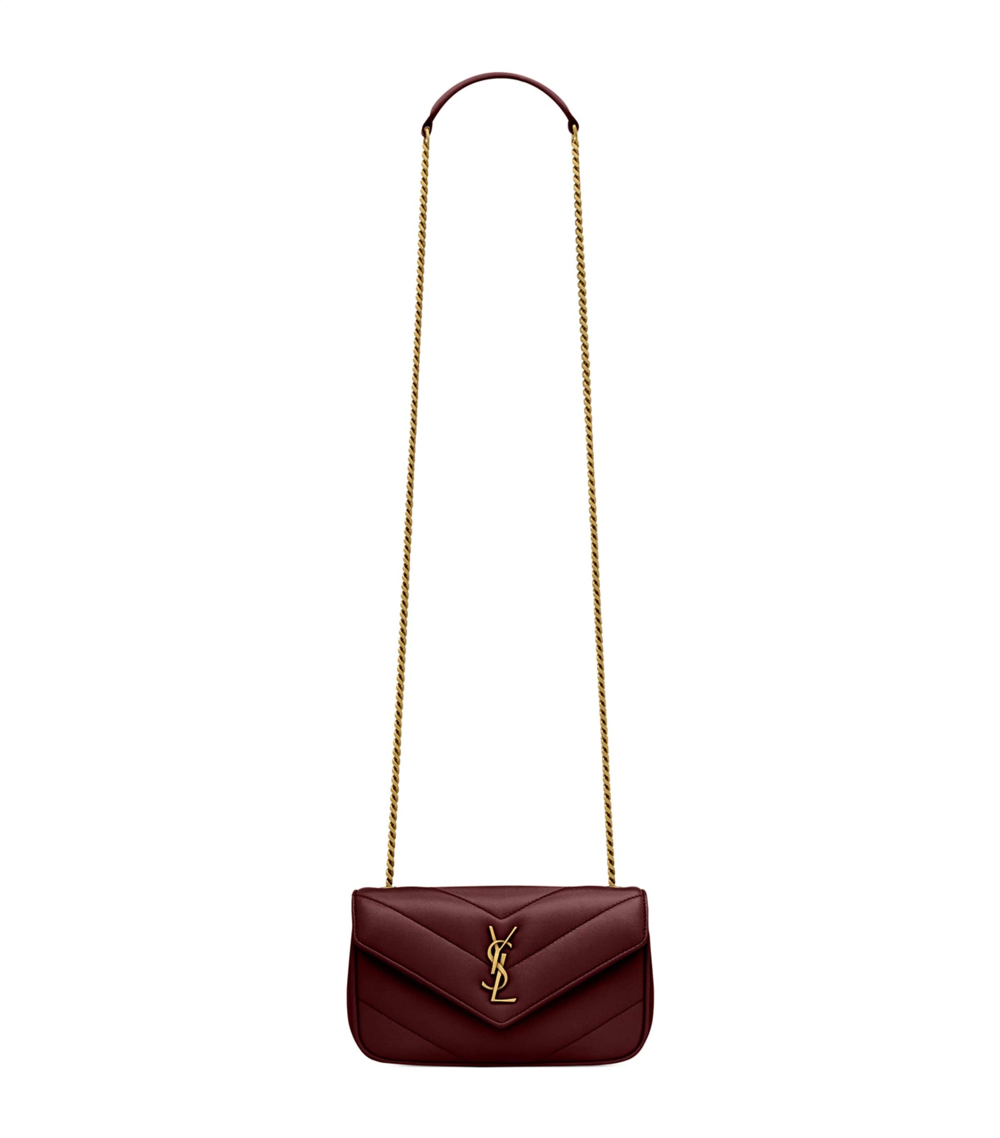 Saint Laurent Burgundy Mini Loulou Shoulder Bag