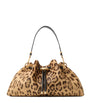 Gold Medium Cinch Leopard Print Bucket Bag