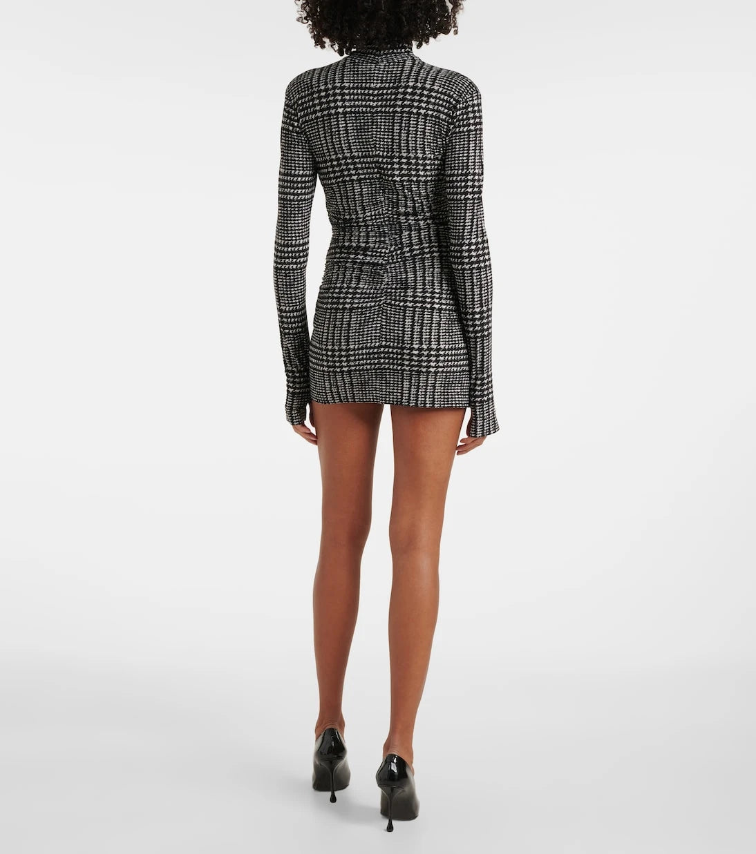 Norma Kamali - Turtleneck plaid minidress