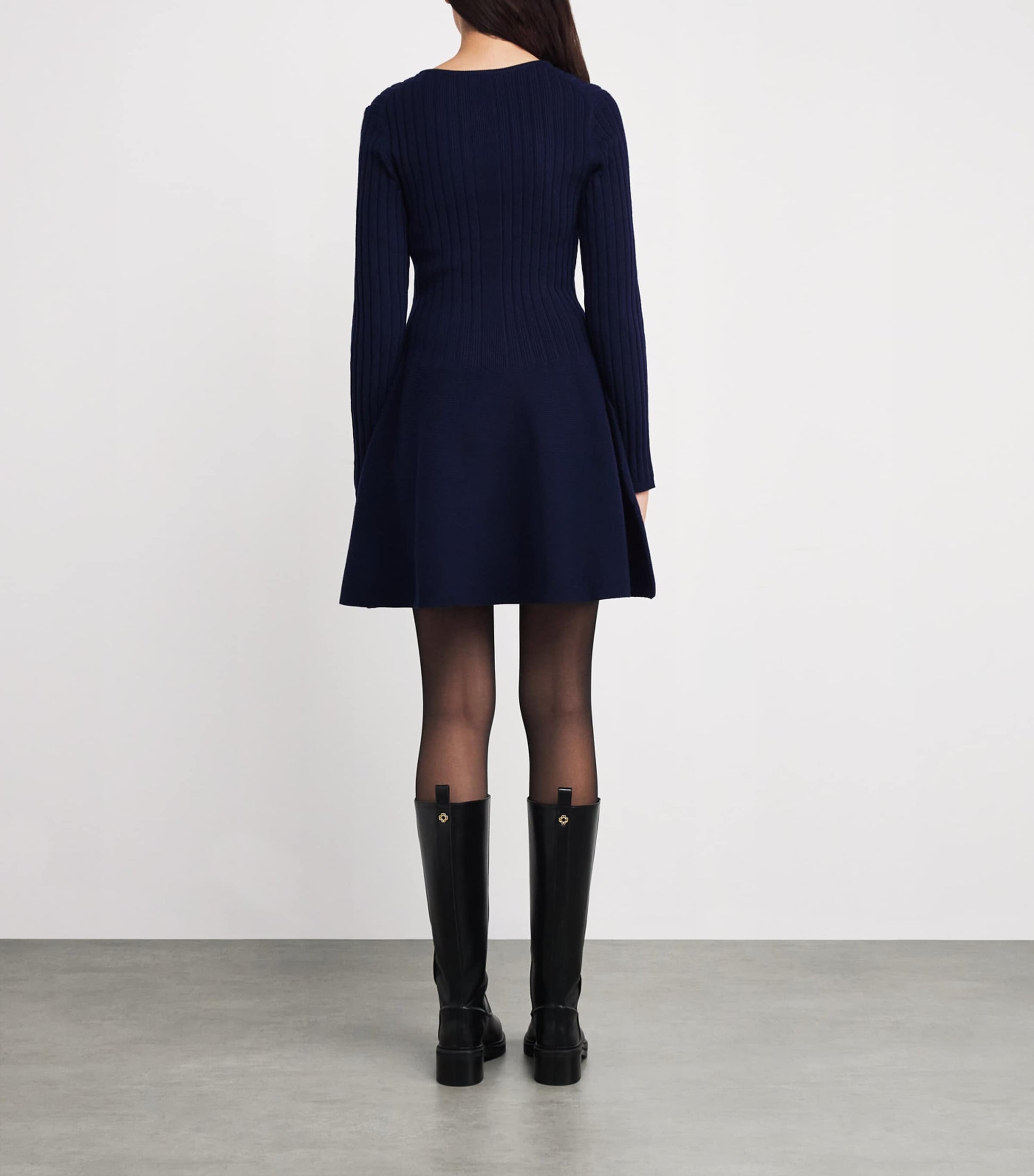 Maje Blue Ribbed Knitted Mini Dress