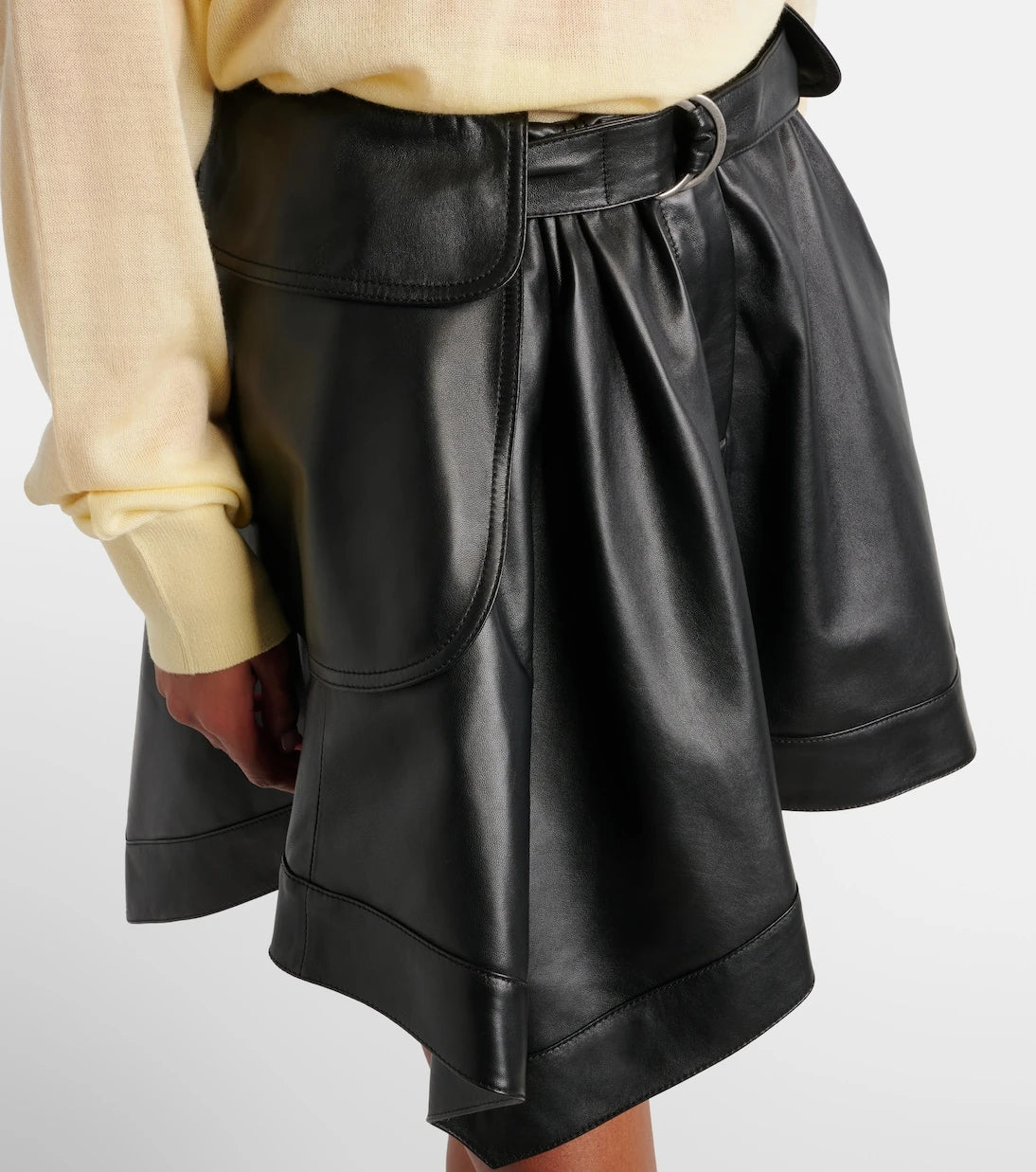Loewe - Double L belted leather miniskirt