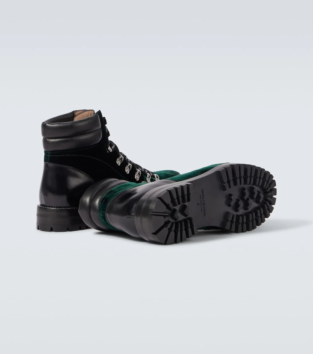 Manolo Blahnik - Janka leather-trimmed velvet combat boots