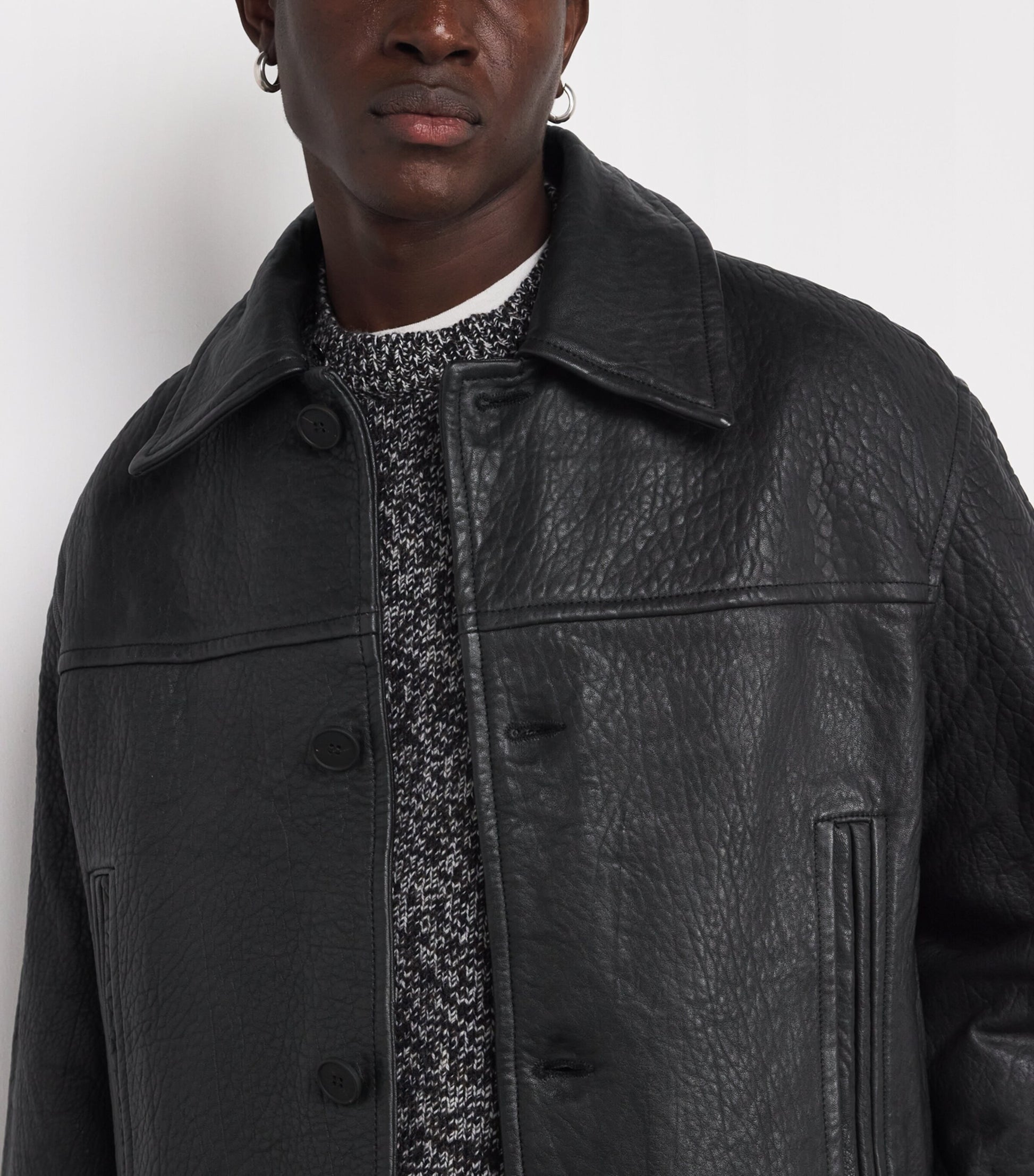 Studio Nicholson black Del Leather Jacket