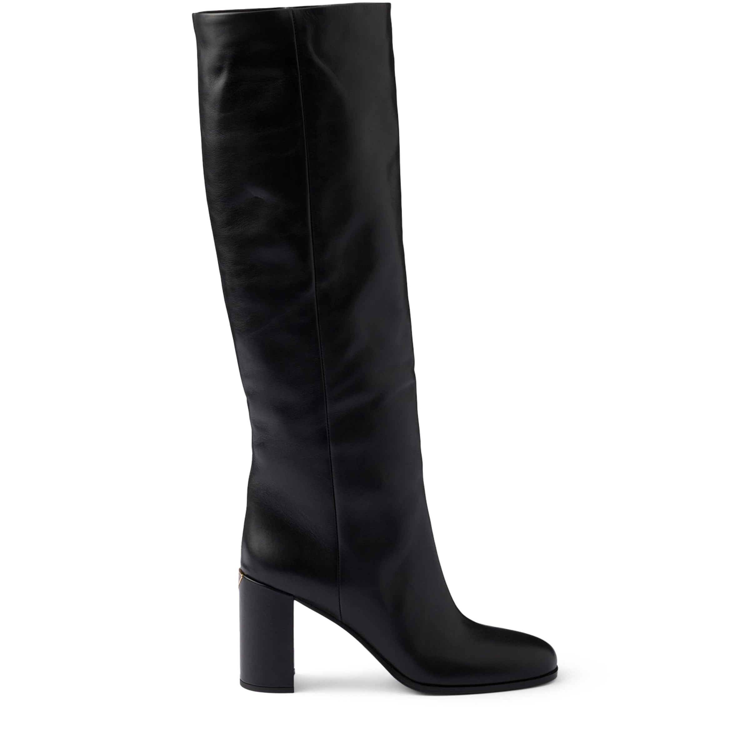 Prada Black Leather Knee-High Boots