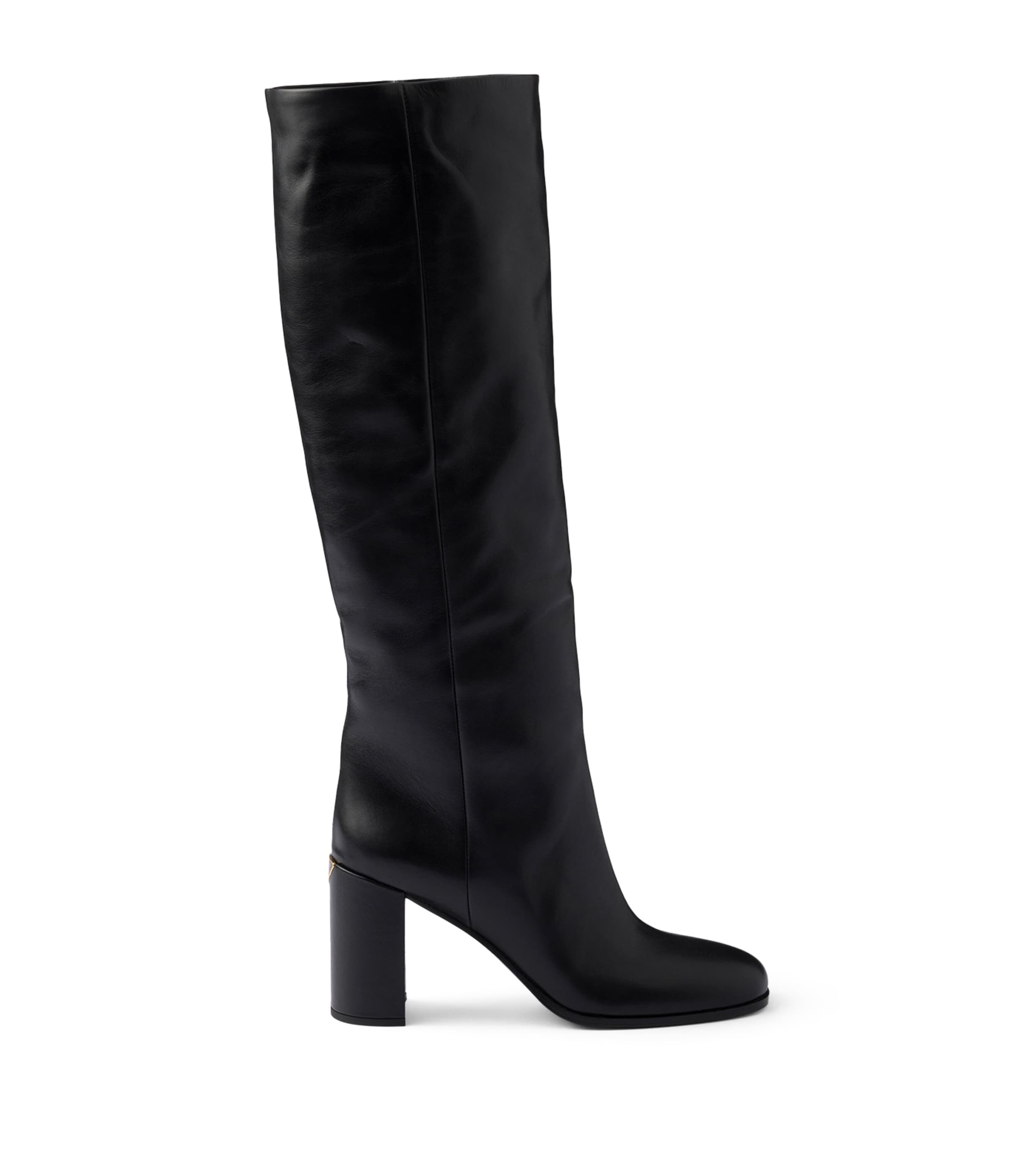 Prada Black Leather Knee-High Boots