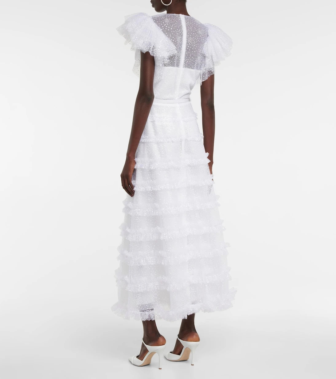 Costarellos - Myra ruffled glitter tulle gown