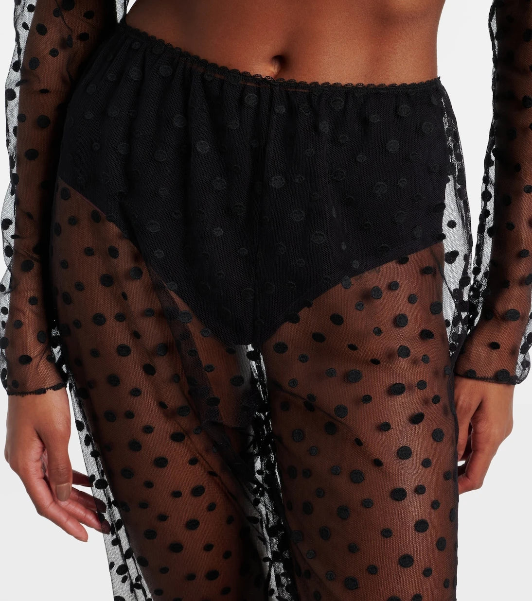 Chloé - Polka-dot cotton-blend tulle straight pants