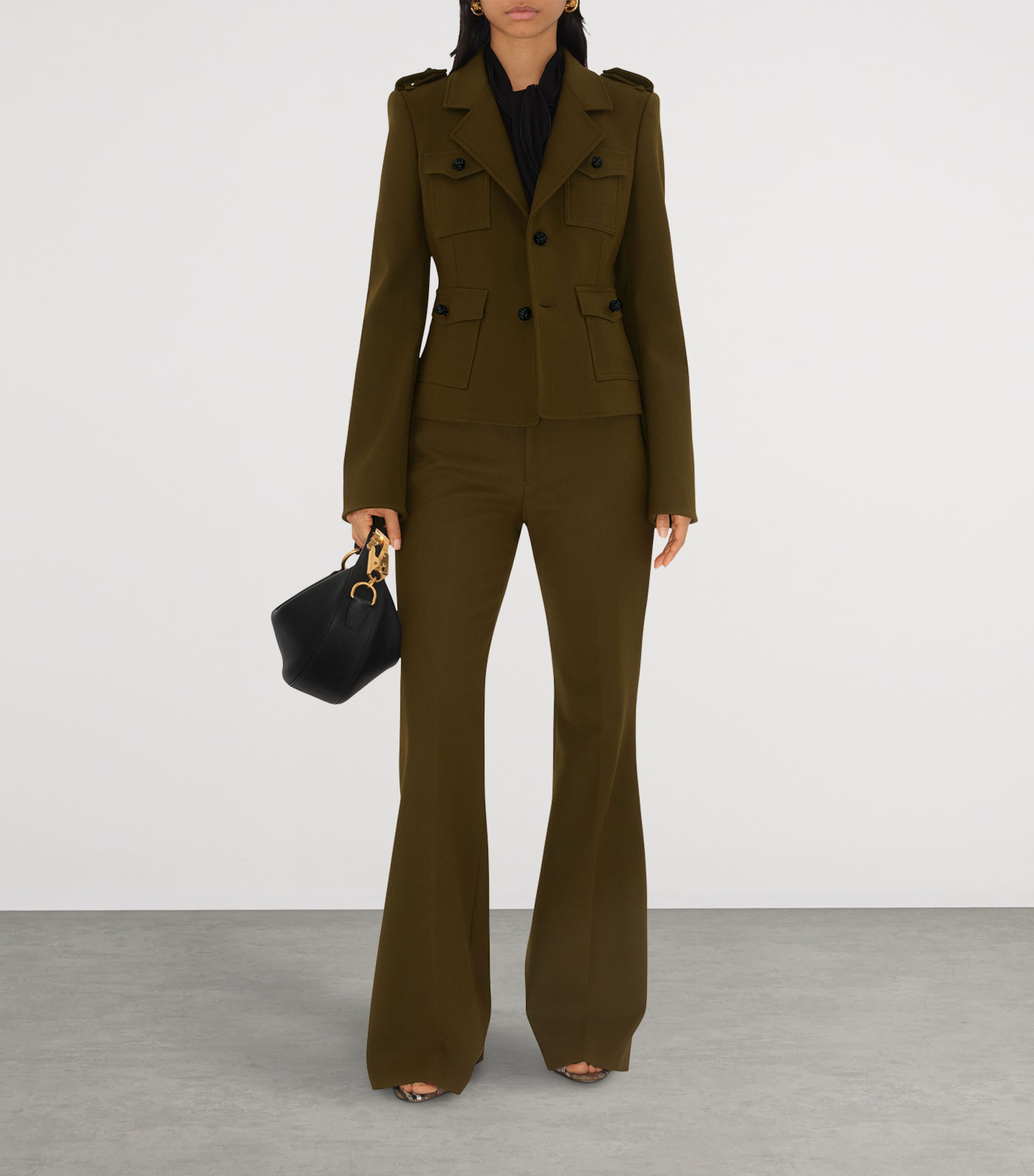 Black Leather Knight Arc Shoulder Bag