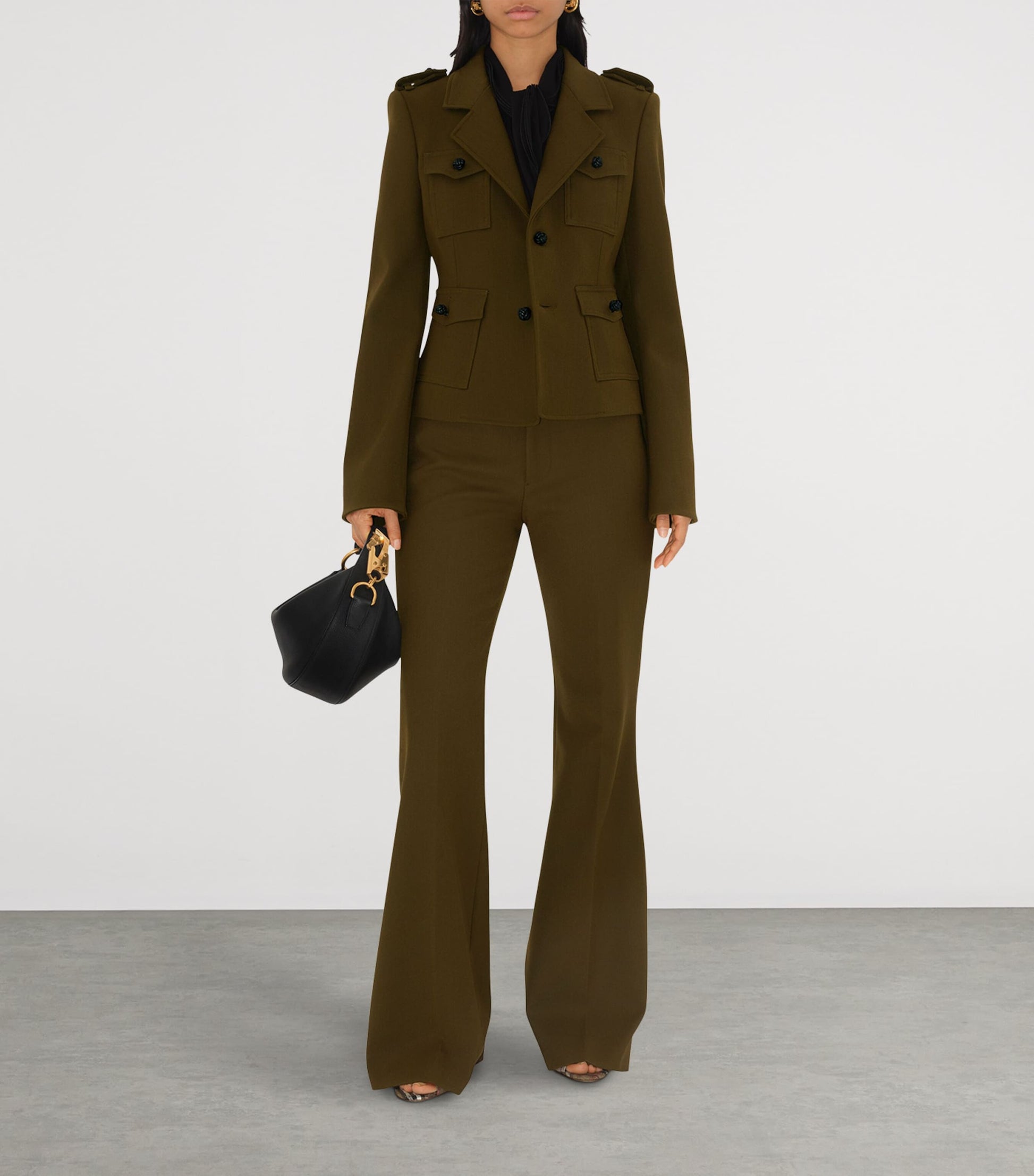 Black Leather Knight Arc Shoulder Bag