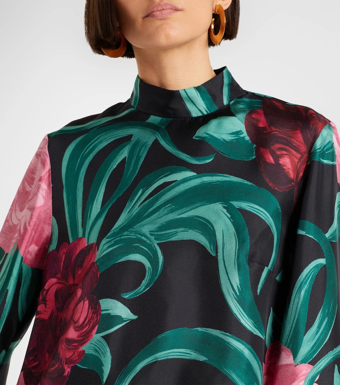La DoubleJ - Make An Exit floral silk twill top