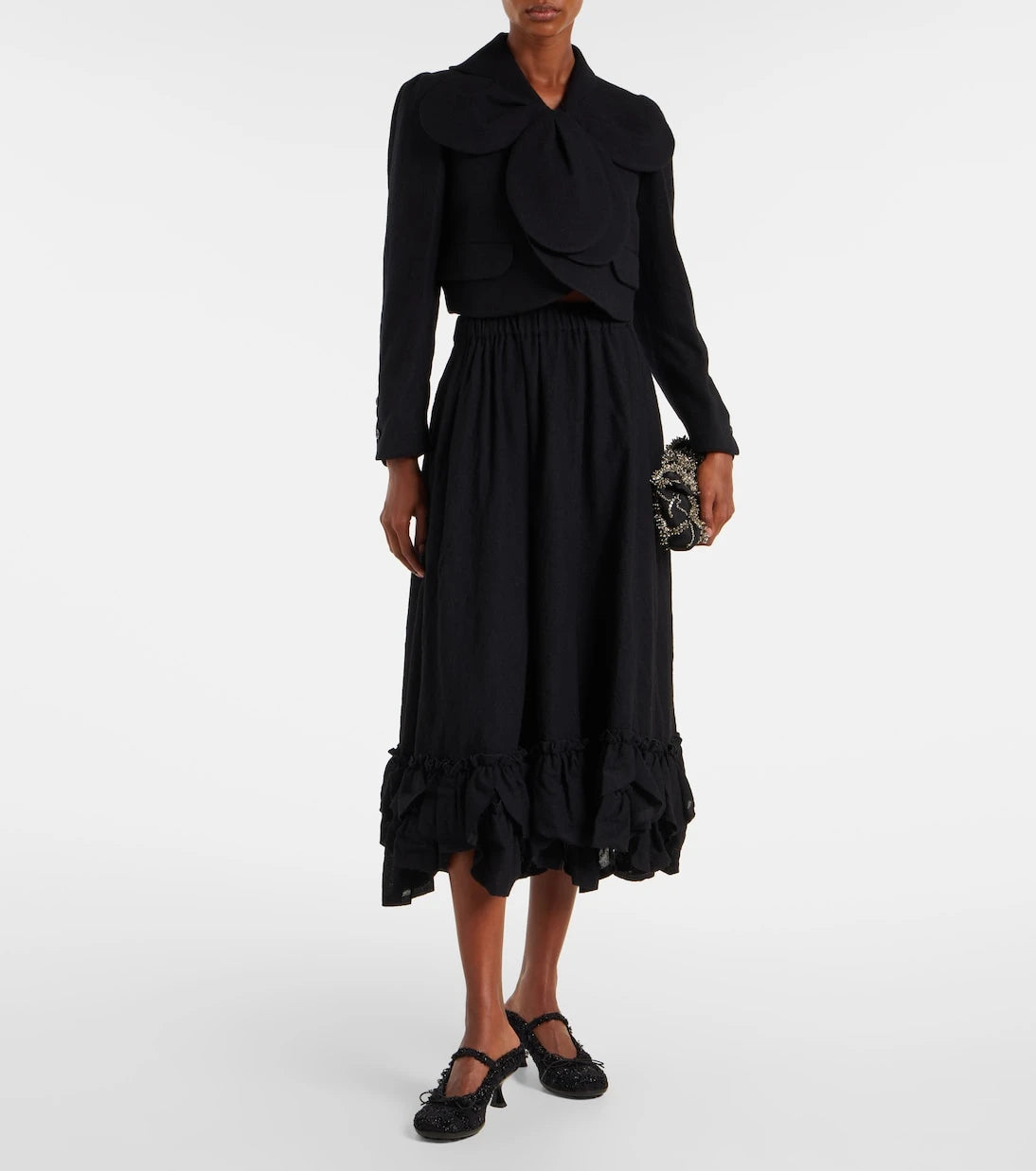 Noir Kei Ninomiya - Wool-blend midi skirt