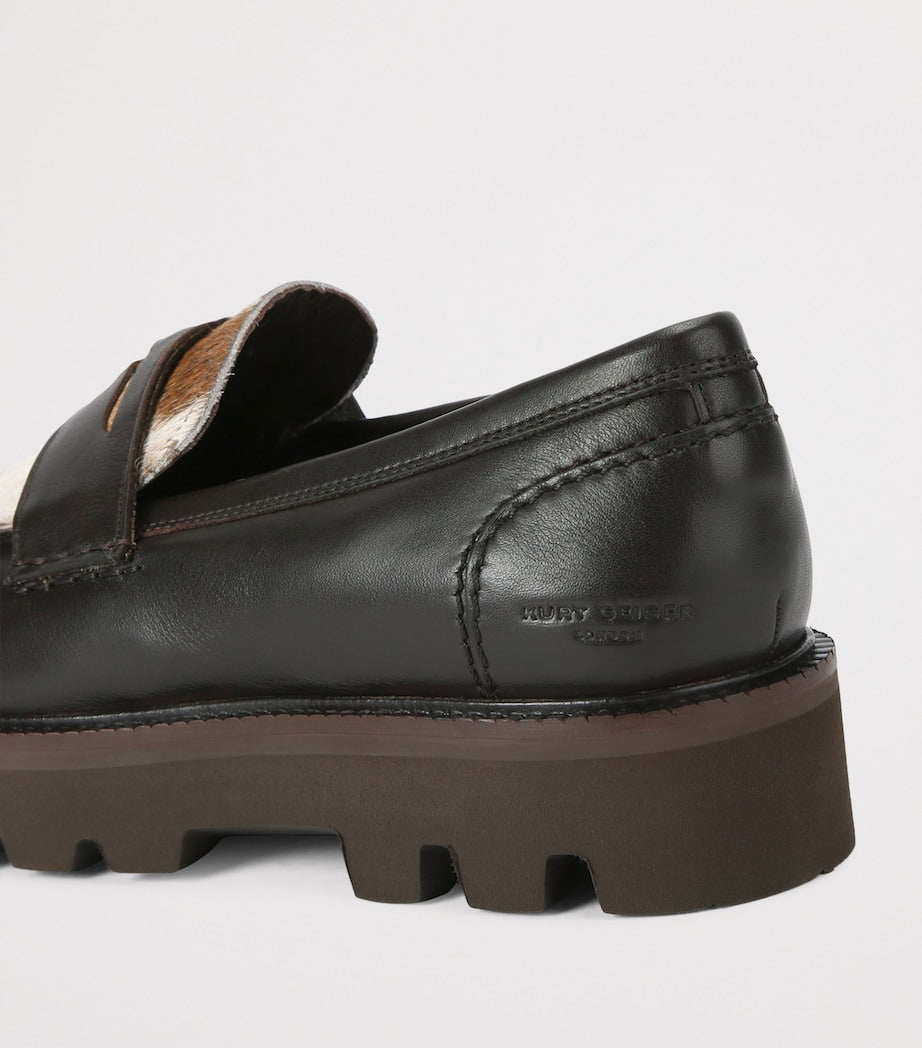 Leather Cow Print Brompton Penny Loafer