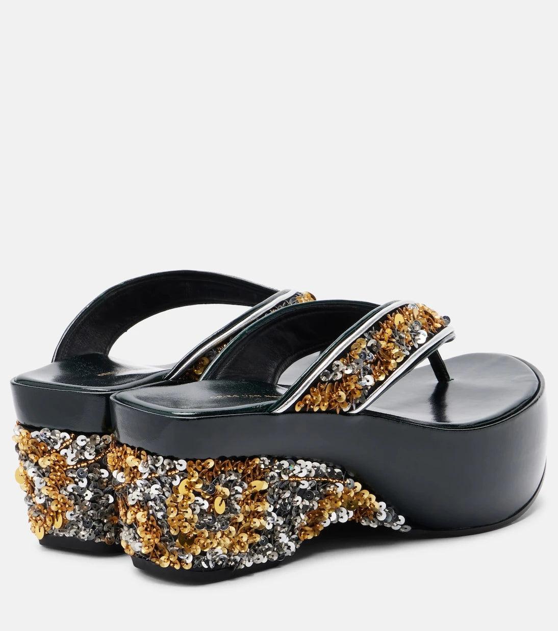 Dries Van Noten - Sequined wedge thong sandals