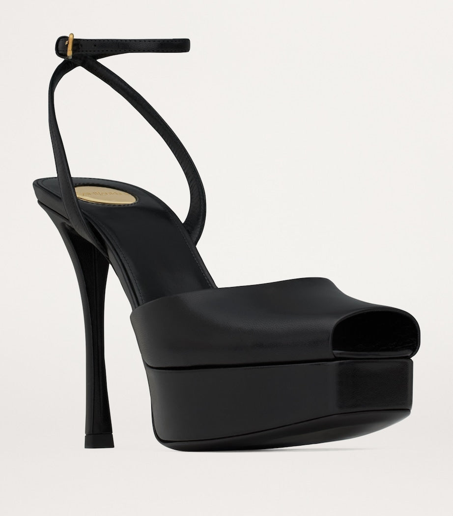 Saint Laurent Black Leather La Scandale Platform Sandals 85