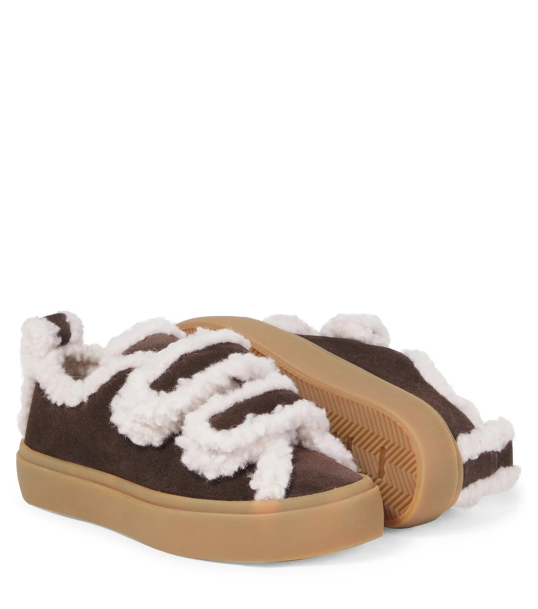 Inuikii Kids - Shearling-trimmed suede sneakers