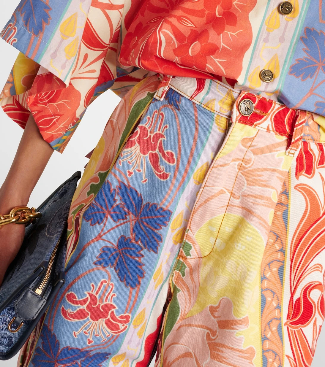 Etro - Printed denim shorts
