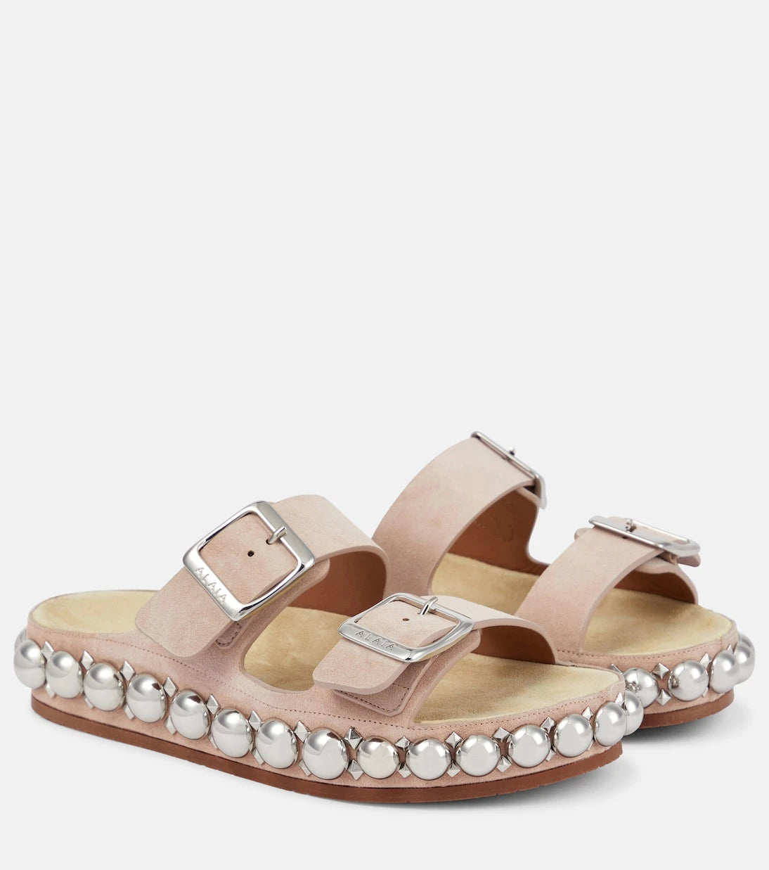 Alaïa - Bombe embellished suede slides
