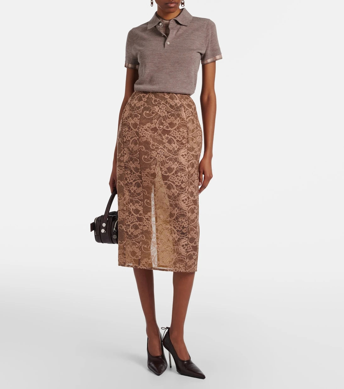 Acne Studios - Floral lace midi skirt
