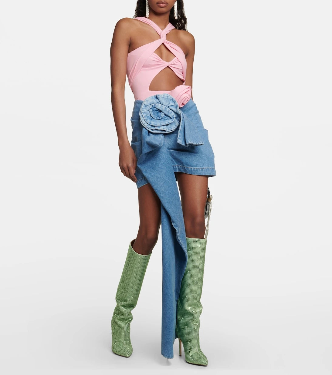 Paris Texas - Holly embellished leather knee-high boots