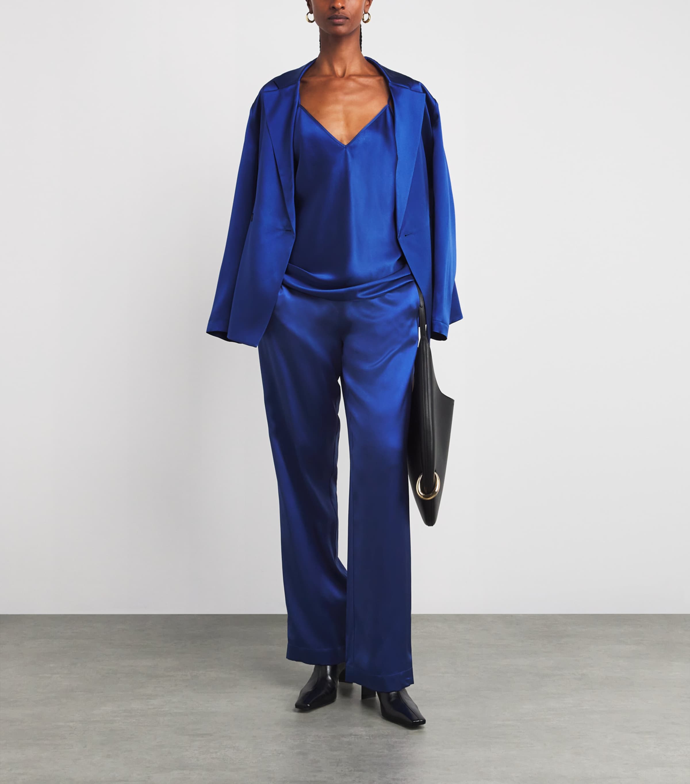 Blue Silk Satin Clea Cami Top