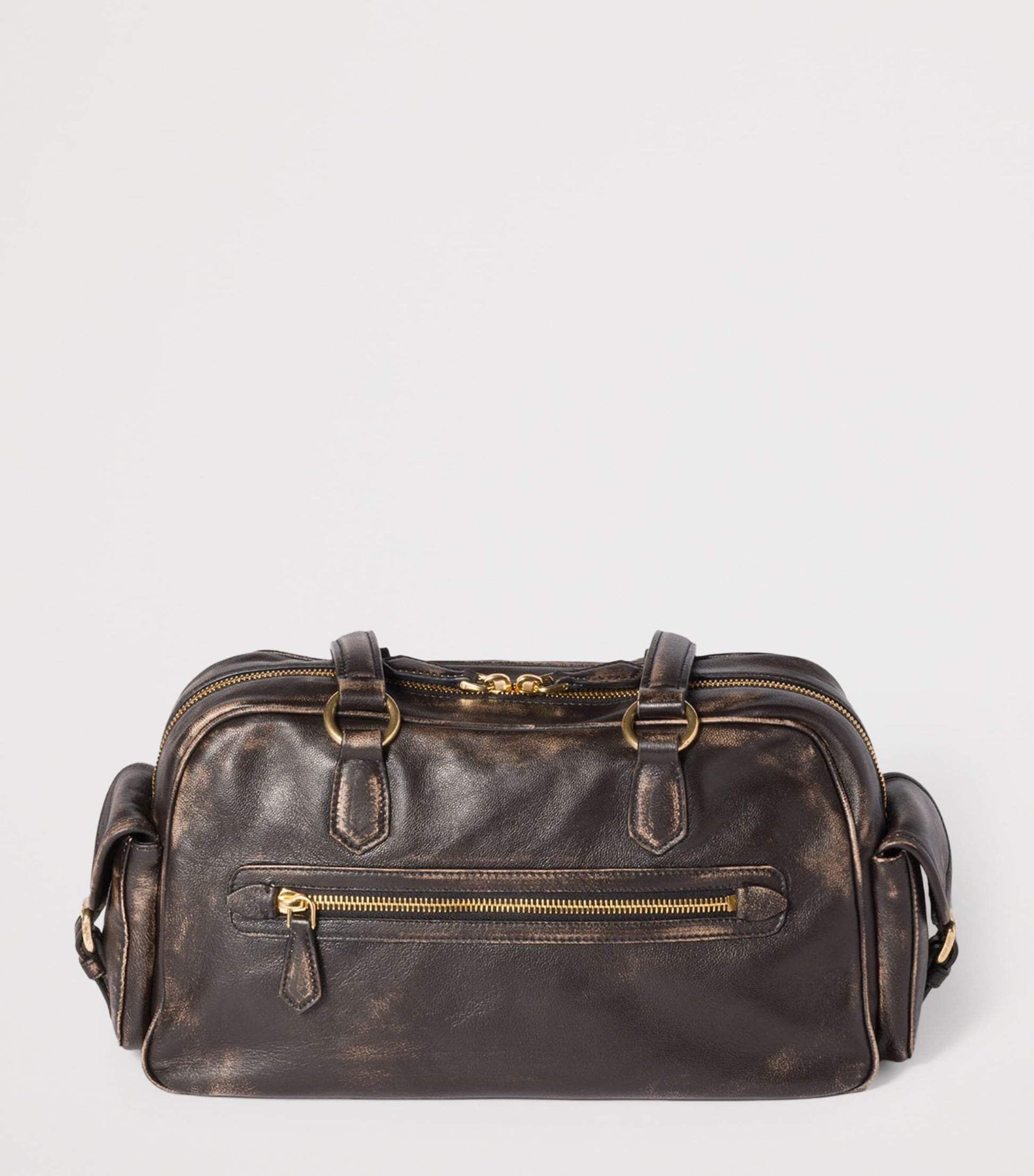 Nappa Leather Pocket Top-Handle Bag