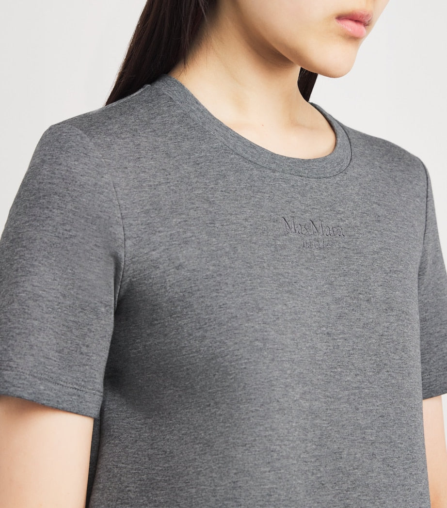 Max Mara Grey Cotton Jersey Logo T-Shirt