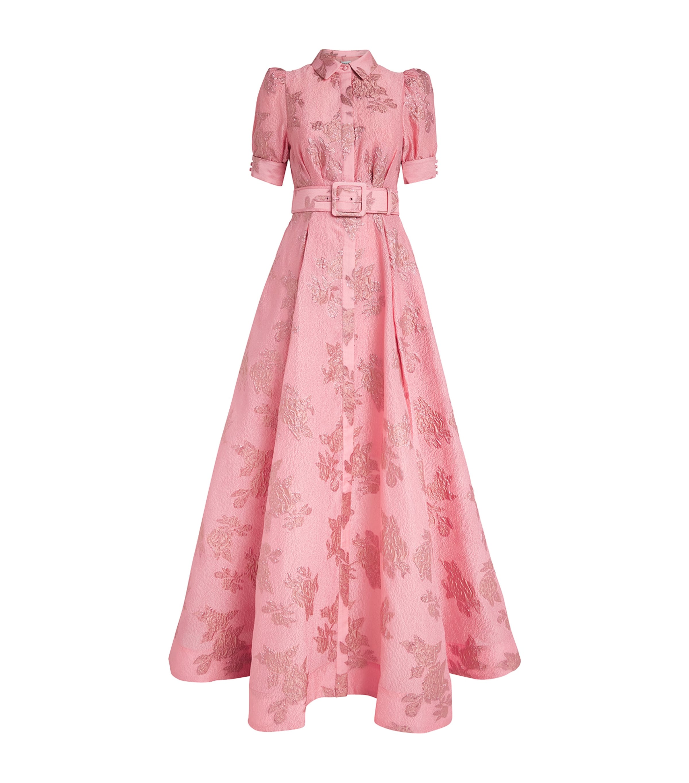 Rebecca Vallance Pink Belted Annette Button Gown