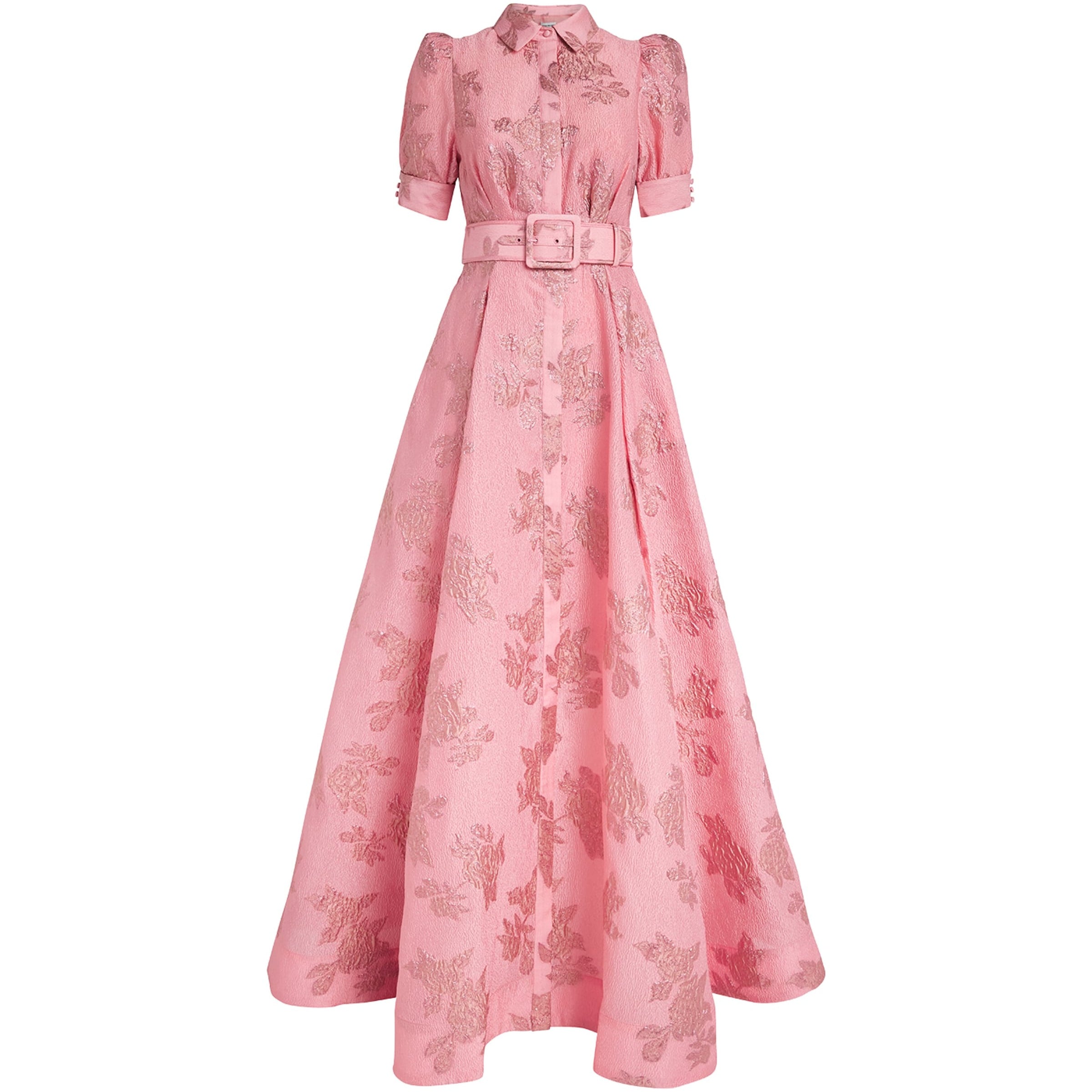 Rebecca Vallance Pink Belted Annette Button Gown