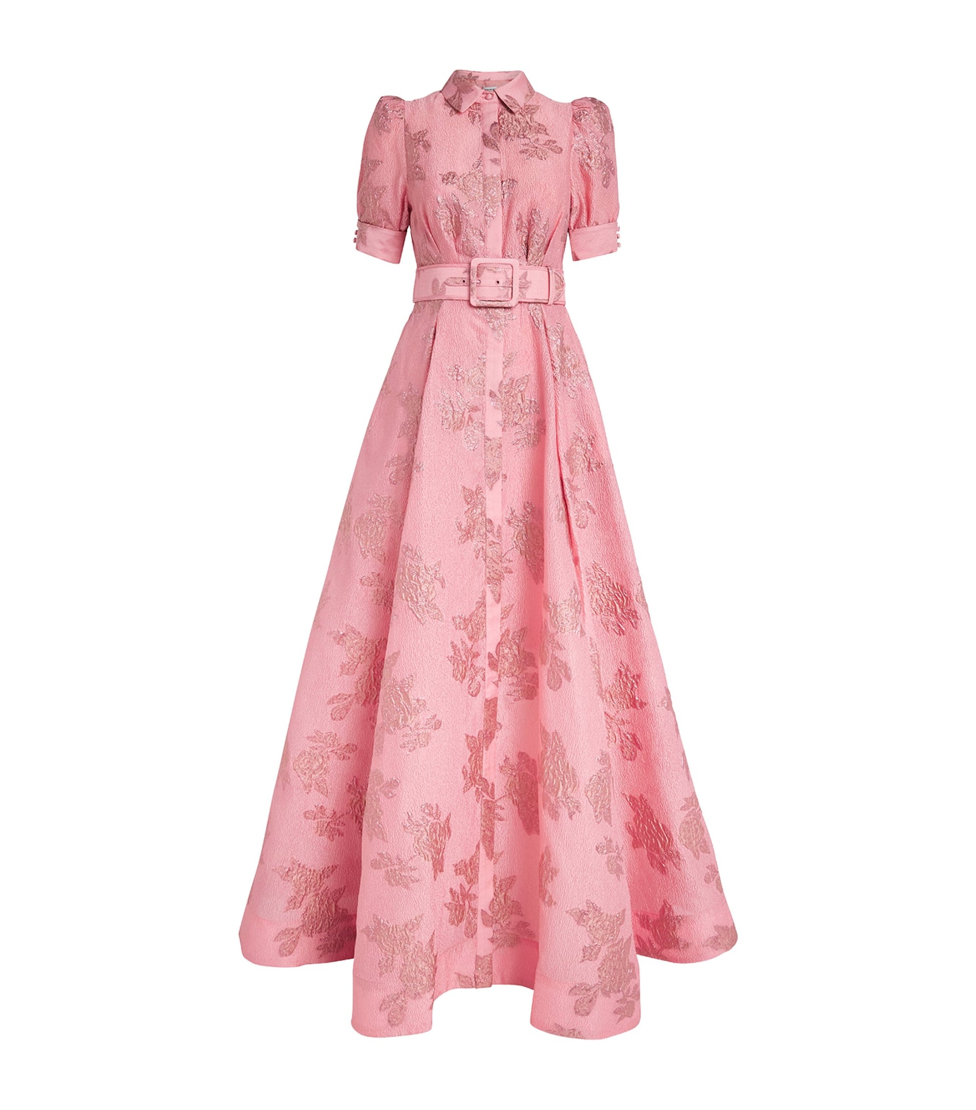 Pink Belted Annette Button Gown