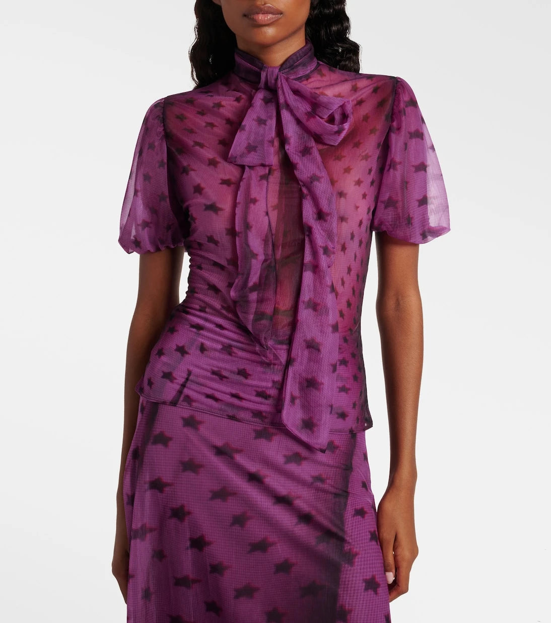 Acne Studios - Elulo bow-detail sheer blouse