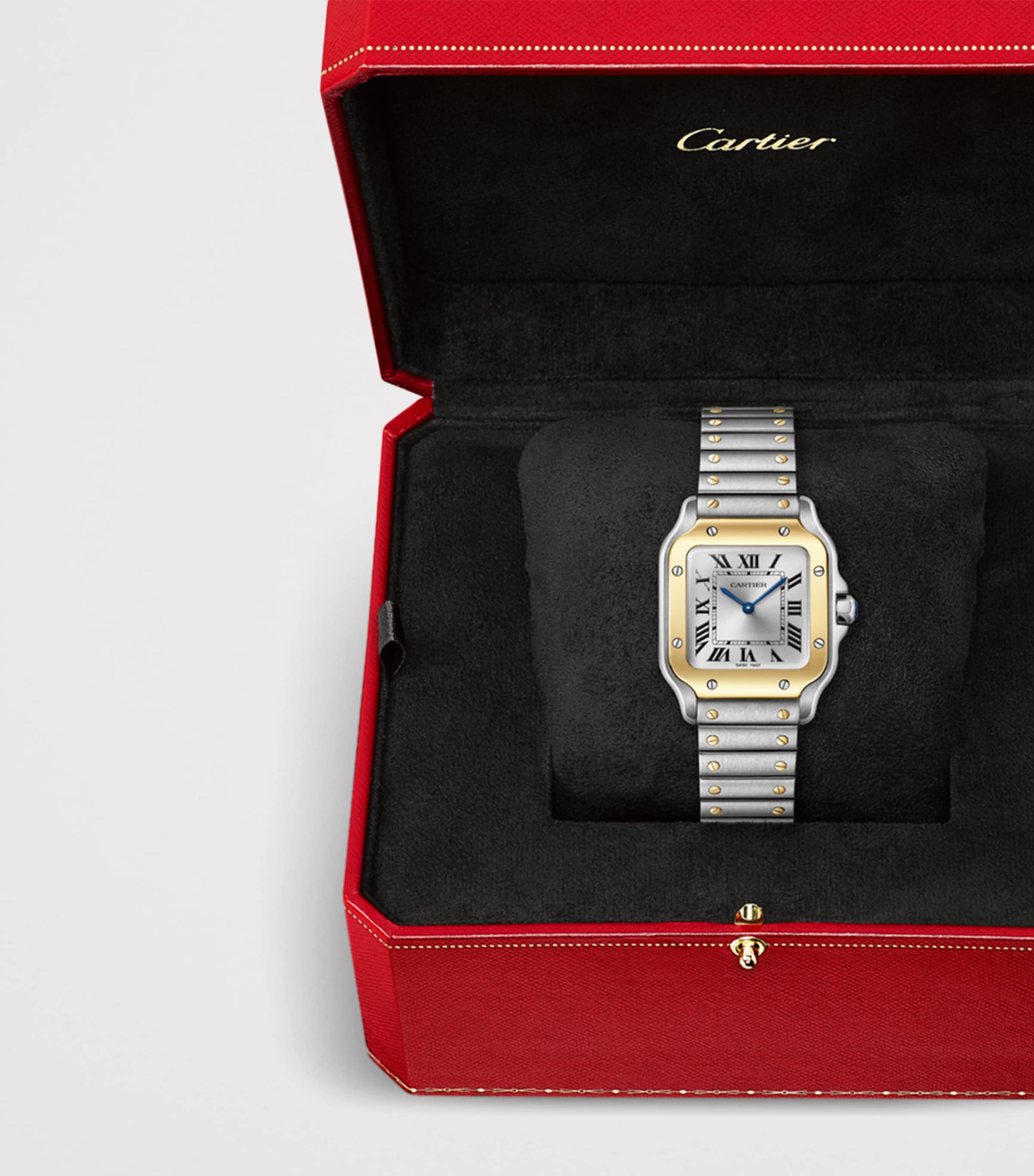 Small Yellow Gold and Steel Santos de Cartier Watch 34.5mm