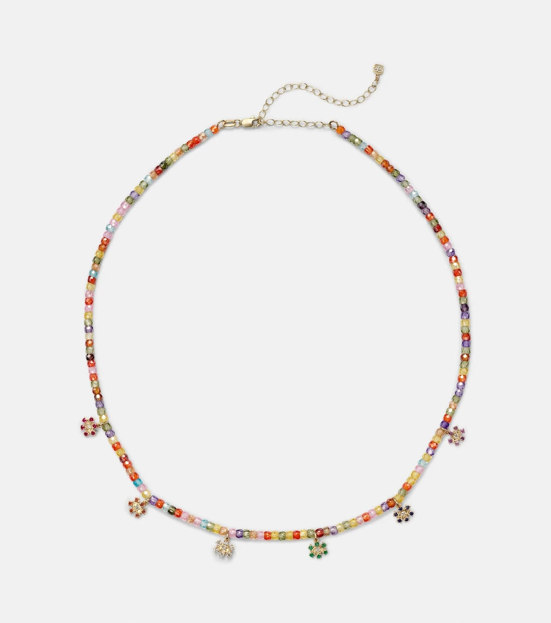 Sydney Evan - Evil Eye 14kt gold beaded necklace with diamonds