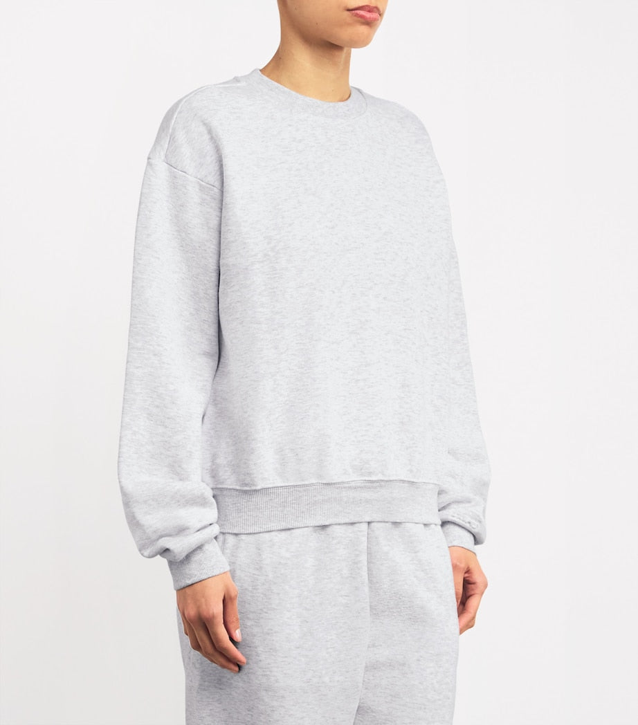 Skims Grey Cotton-Blend Fleece Classic Sweatshirt