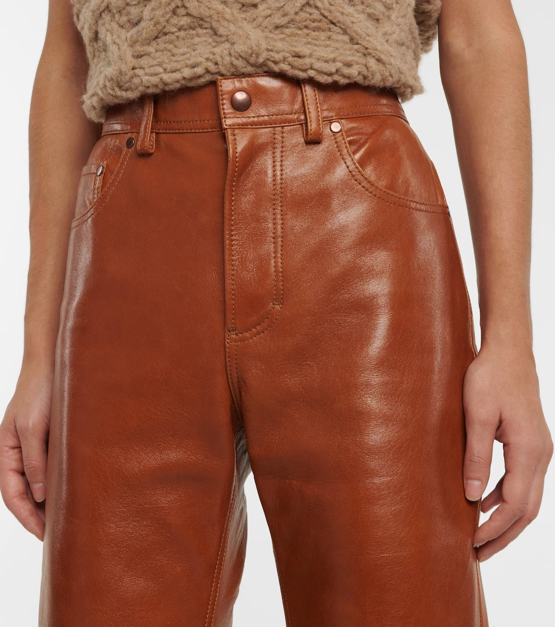 Acne Studios - High-rise straight leather pants