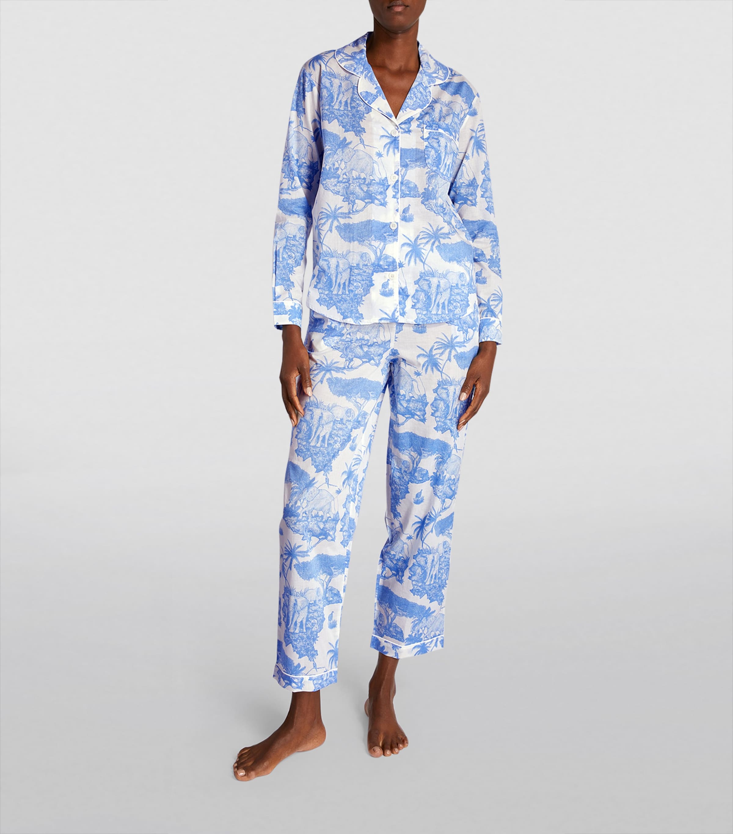 Desmond & Dempsey Blue Long Pyjama Set