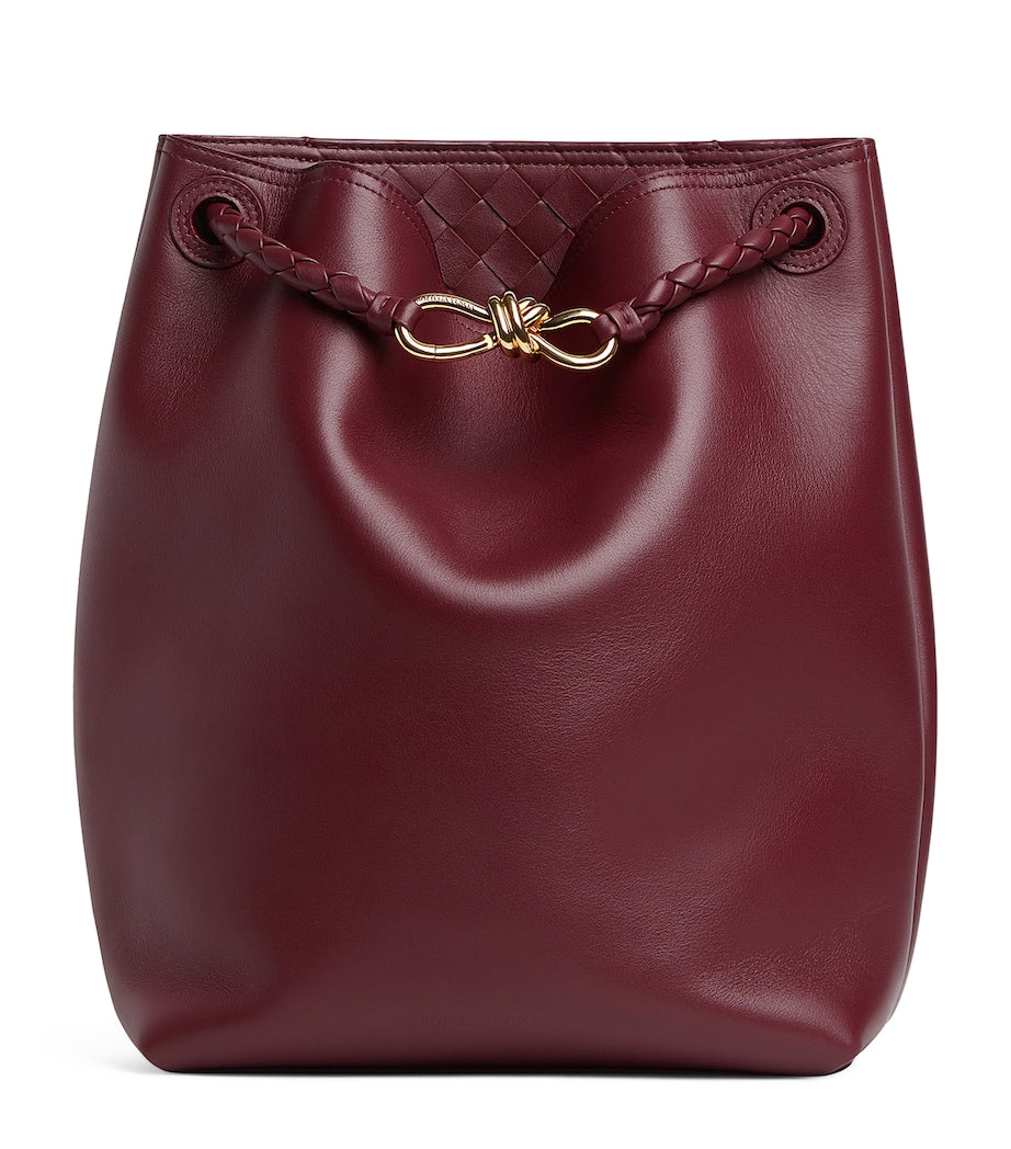 Bottega Veneta Red Leather Andiamo Bucket Bag