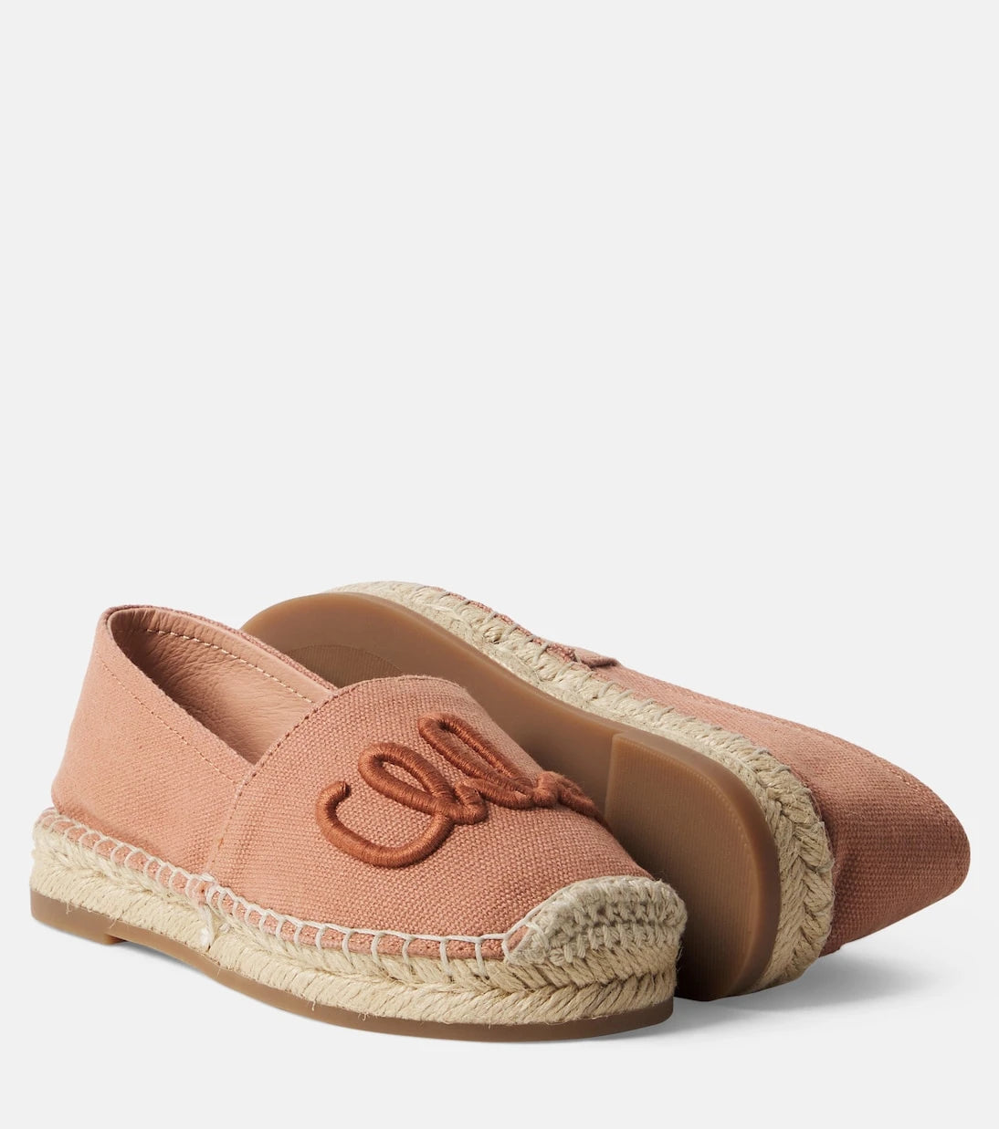 Chloé Kids - Logo leather-trimmed espadrilles