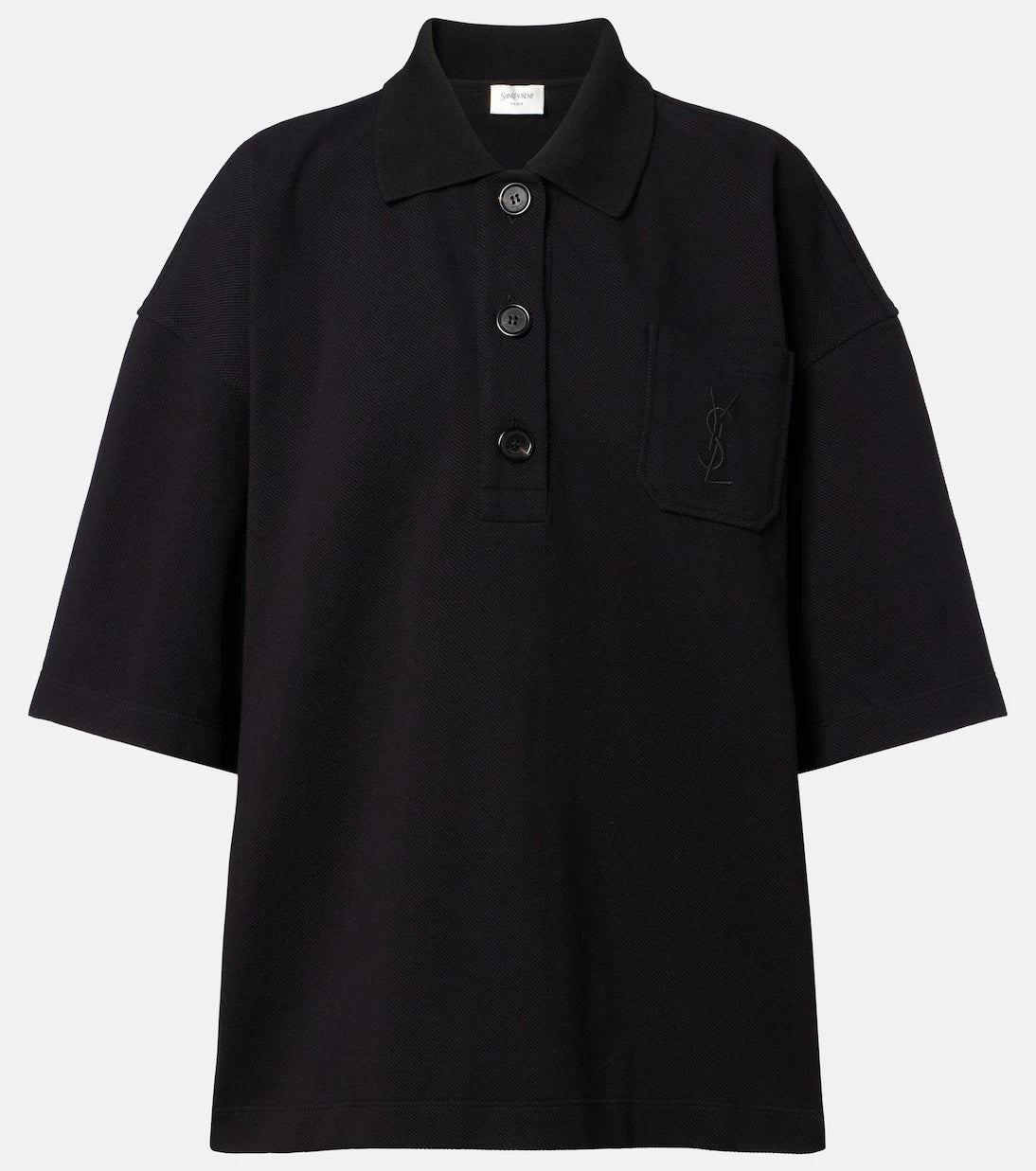 Saint Laurent - Embroidered oversized cotton polo shirt