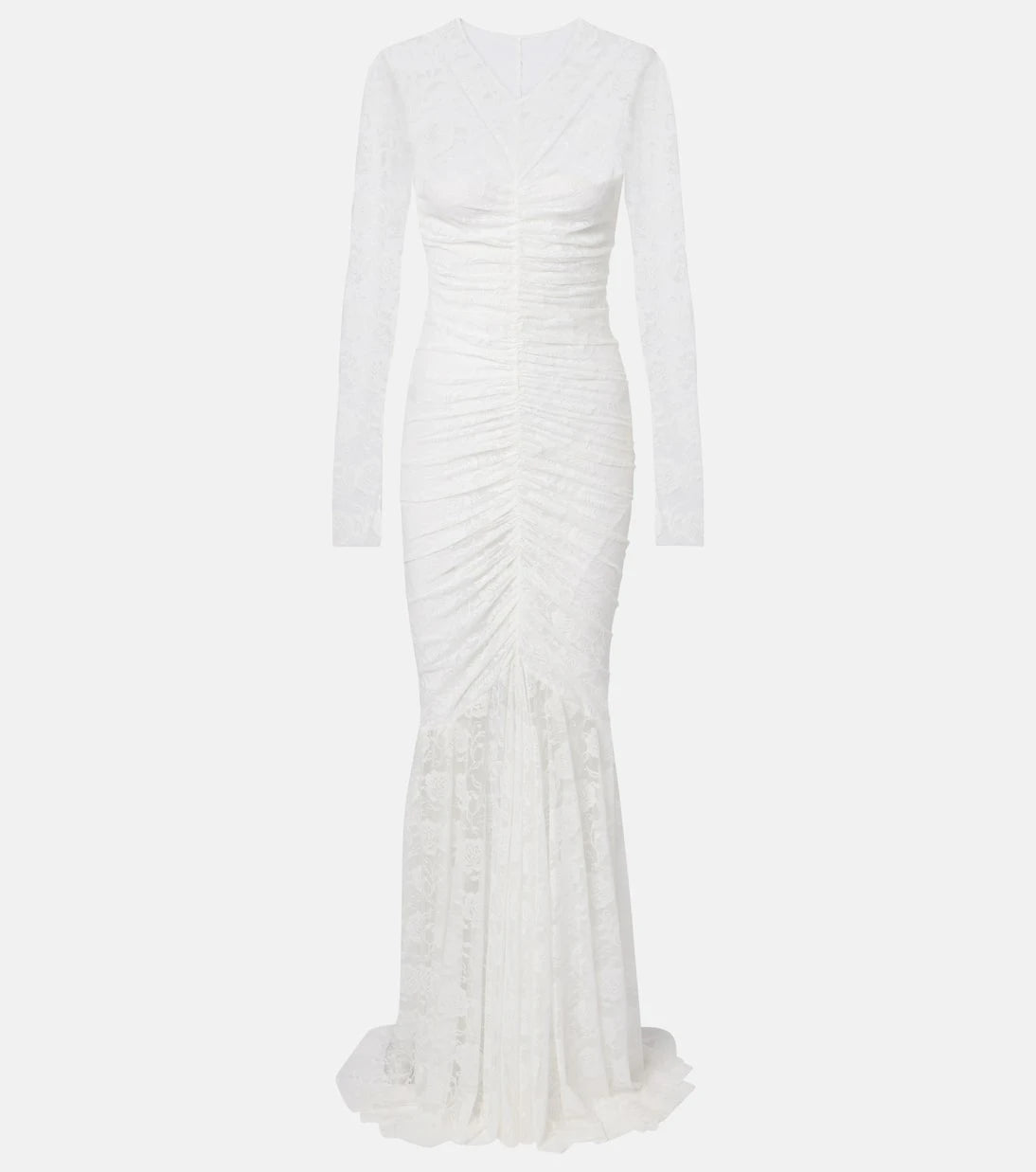 Norma Kamali - Fishtail ruched lace gown