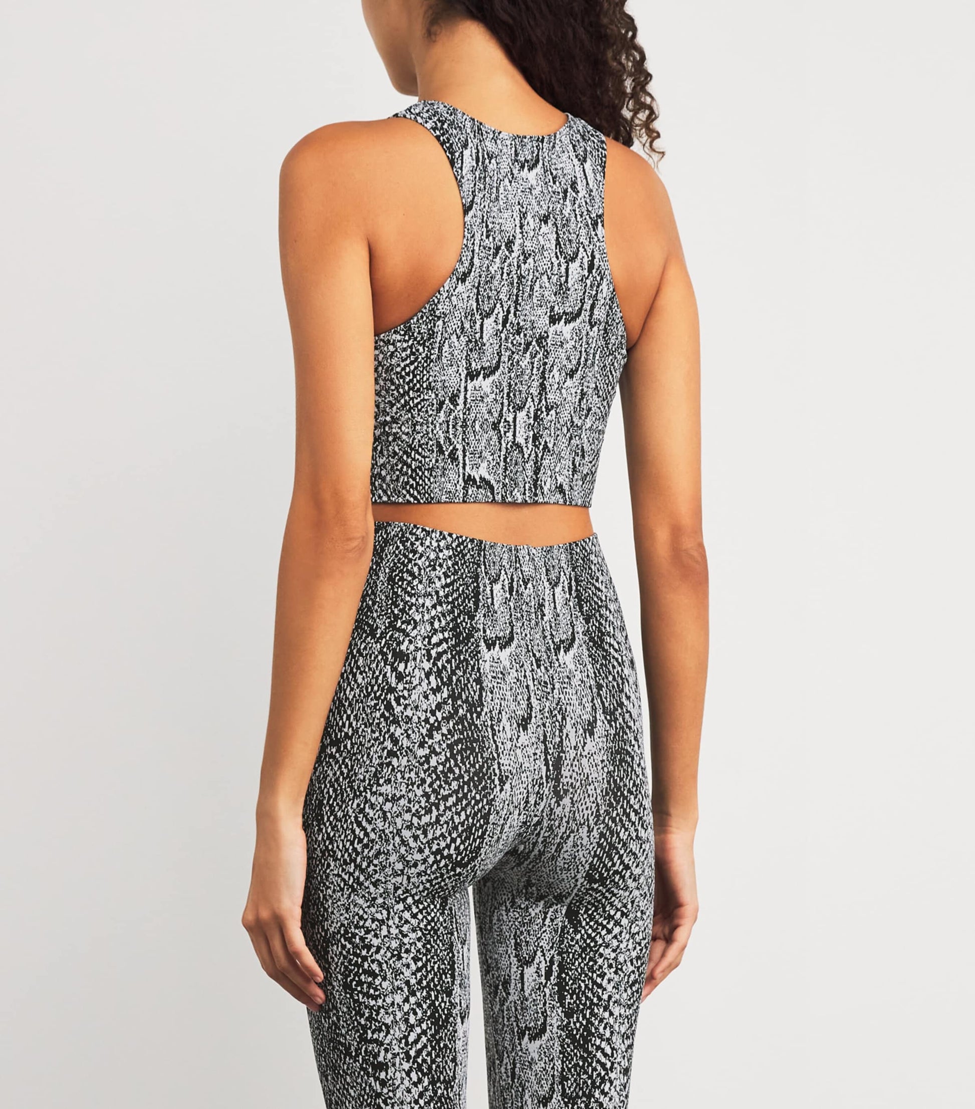 Seamless Python-Print Crop Top 8222 WHITE BLAC